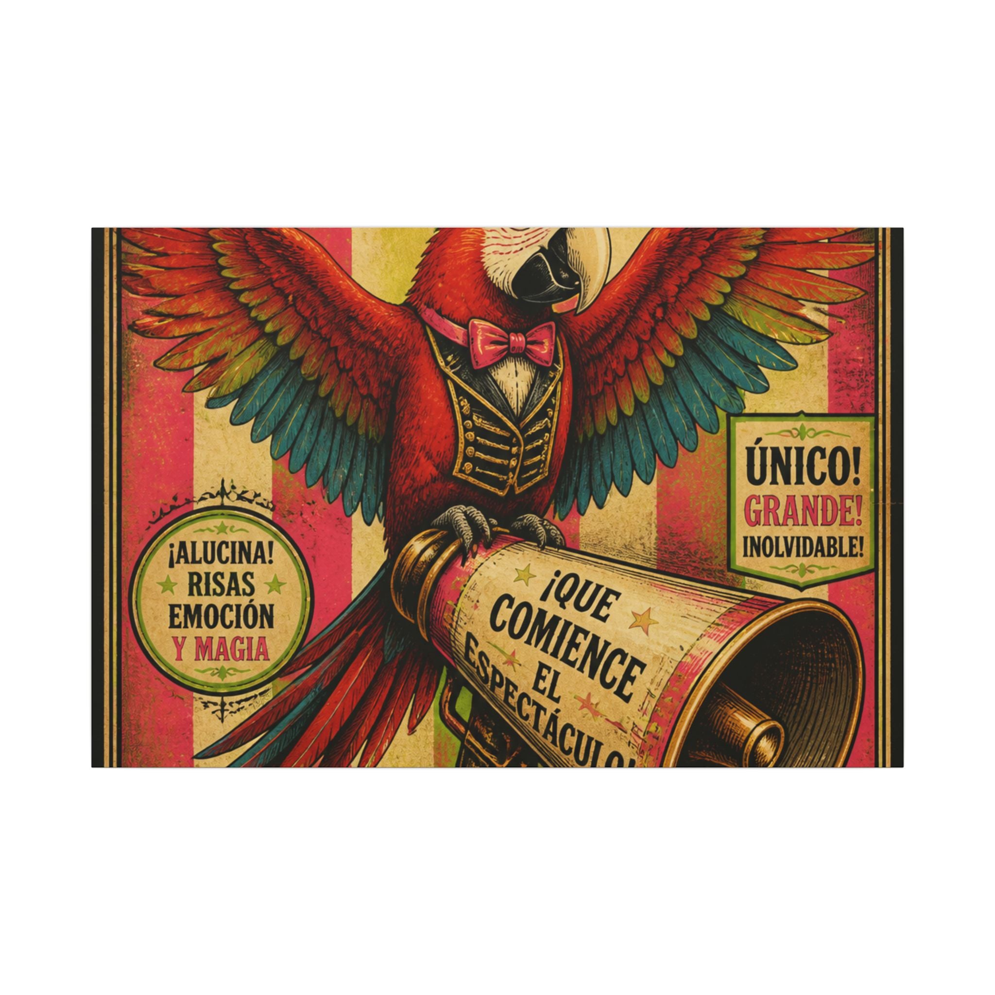 Parrot Ringmaster Wall Art Canvas 16×20 Vintage Circus Kitchen Decor Maximalist Print