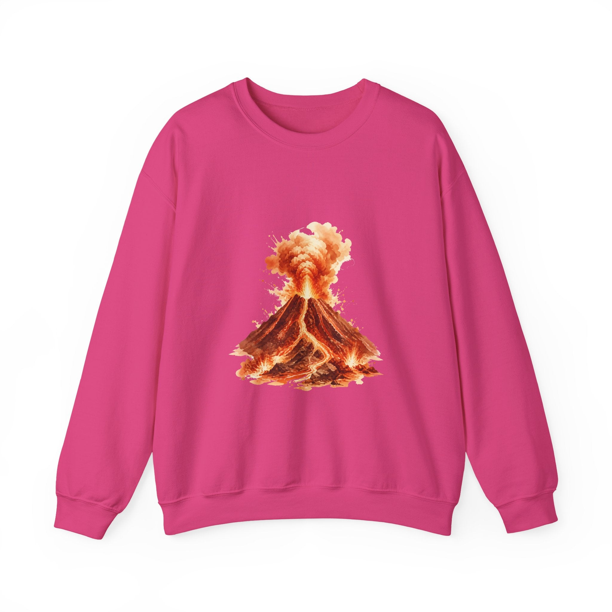 Matching Couple Sweatshirt - Volcano & Glacier Matching Couple Crewneck Sweatshirt Watercolor Art His Hers Engagement Gift - Design A