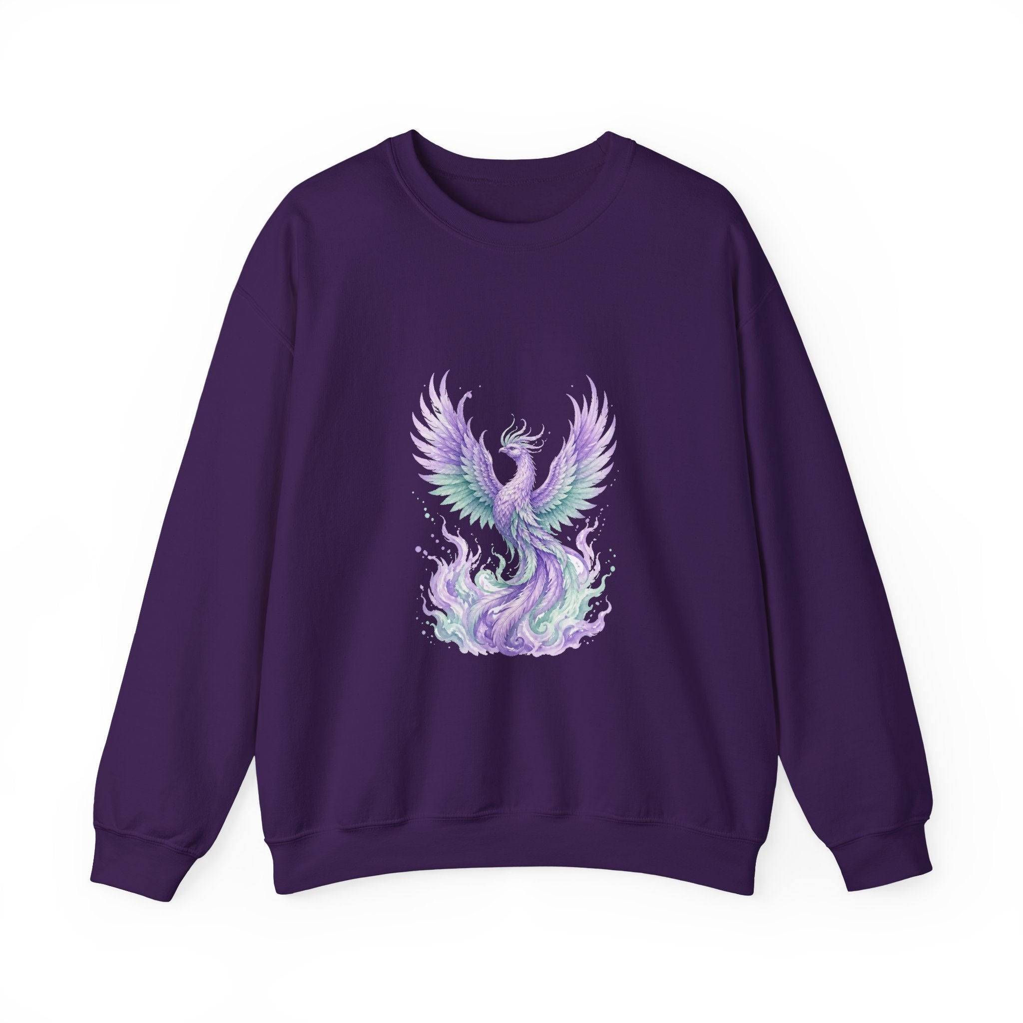 Matching Couple Sweatshirt - Dragon & Phoenix Matching Couple Crewneck Sweatshirt Watercolor Art His Hers Engagement Gift - Design B