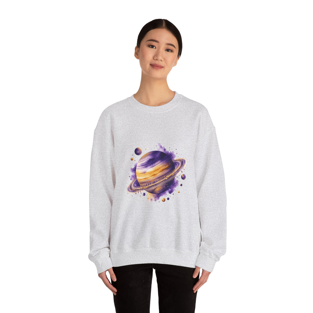 Matching Couple Sweatshirt - Astronaut & Planet Matching Couple Comfort Colors Crew Watercolor Art His Hers Birthday Gift - Design B