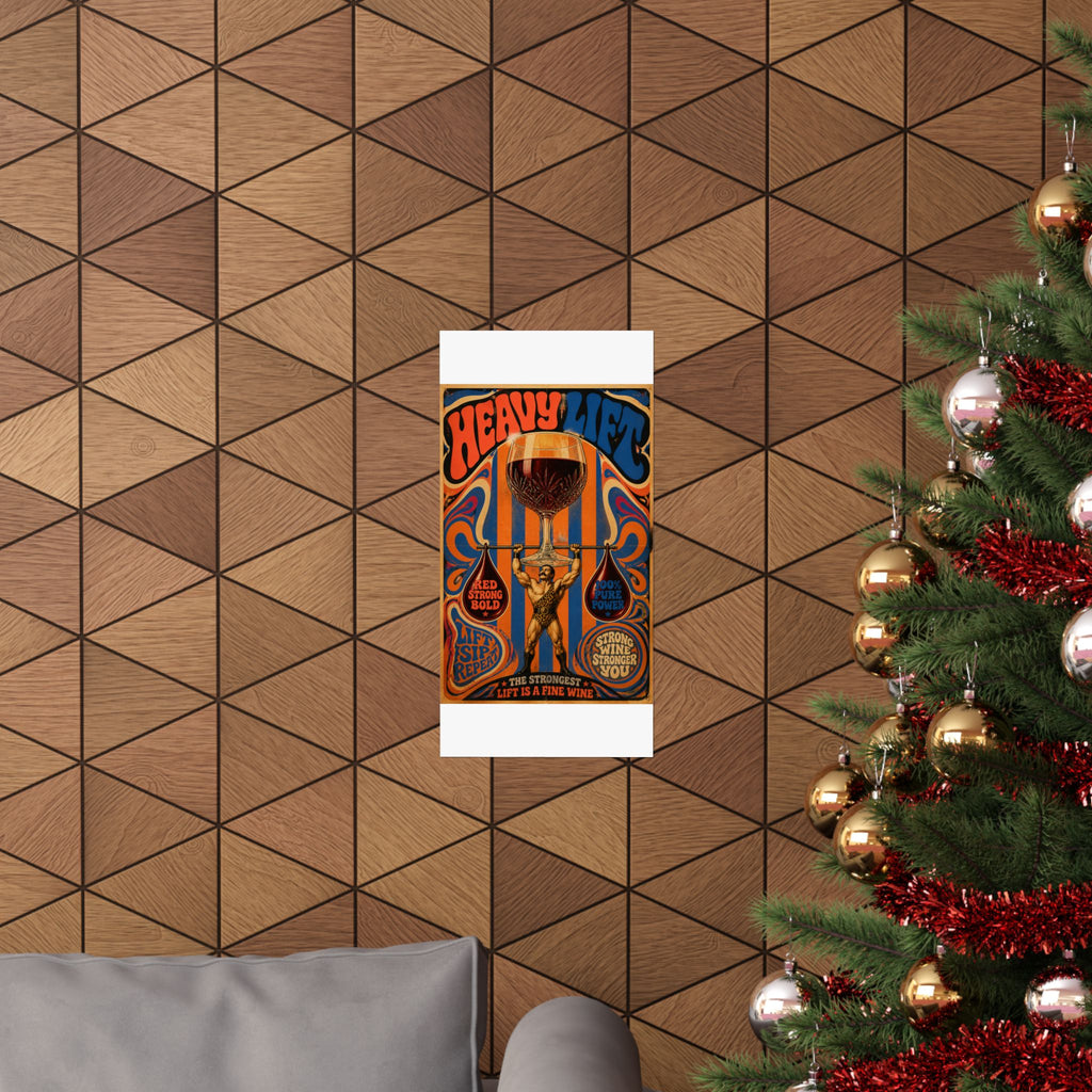 Wine Glass Strongman Wall Art Poster 24×36 Psychedelic Dining Room Decor Maximalist Print