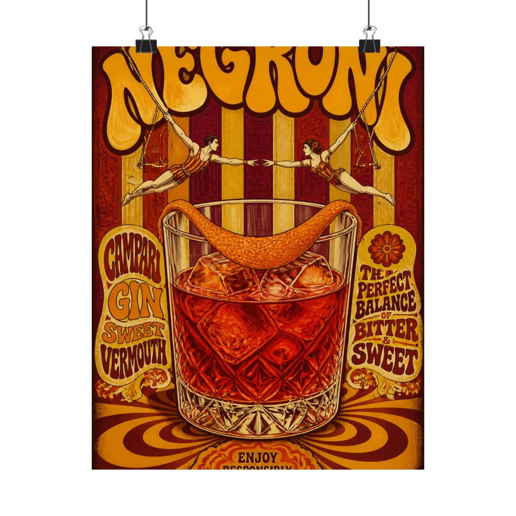 Negroni Trapeze Act Wall Art Poster 18×24 Psychedelic Cafe Decor Maximalist Print