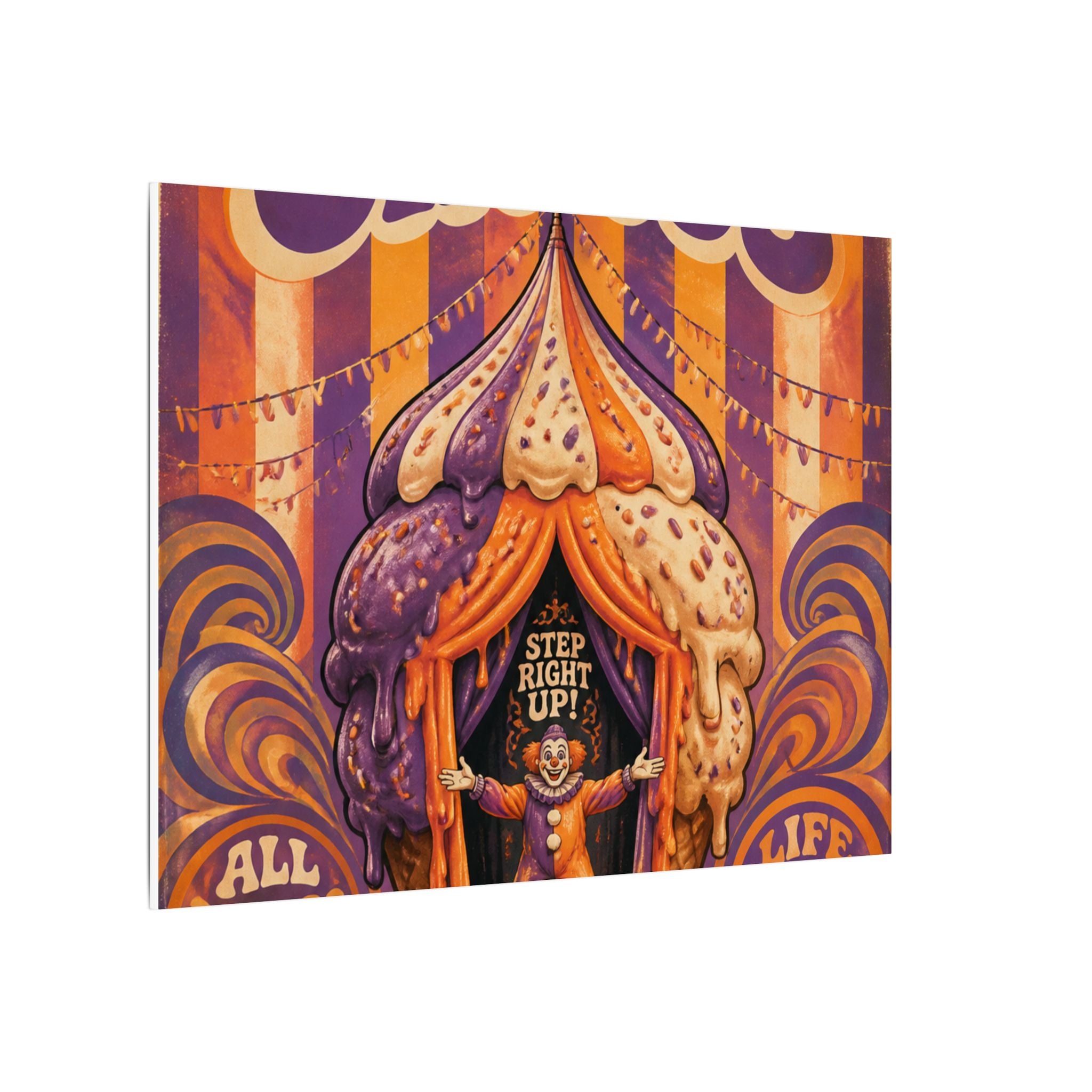 Ice Cream Cone Circus Tent Wall Art Canvas 16×20 Psychedelic Cafe Decor Maximalist Print
