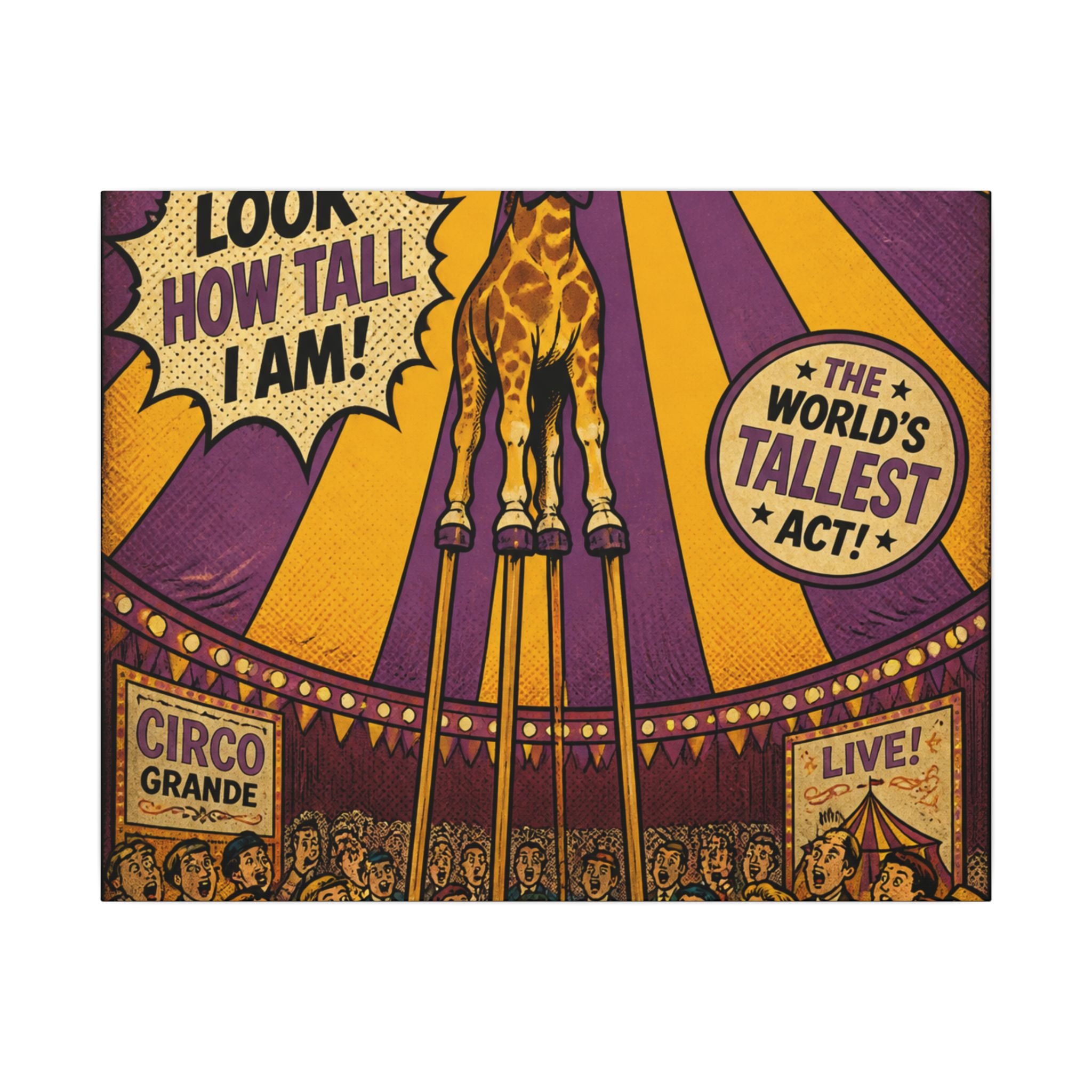 Giraffe on Stilts Wall Art Canvas 16×20 Pop Art Living Room Decor Maximalist Print
