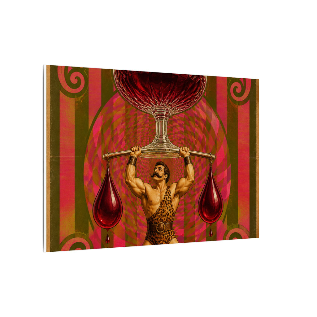 Wine Glass Strongman Wall Art Canvas 24×36 Psychedelic Dining Room Decor Maximalist Print