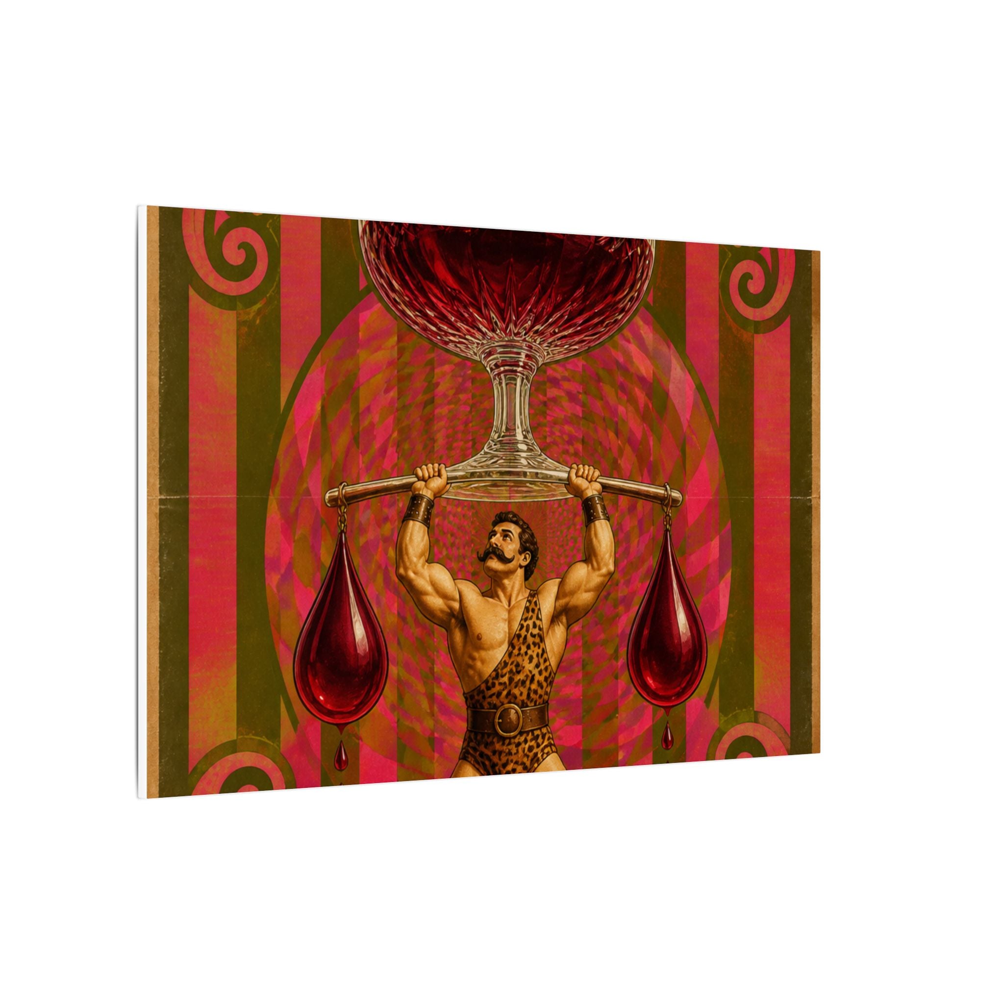 Wine Glass Strongman Wall Art Canvas 24×36 Psychedelic Dining Room Decor Maximalist Print