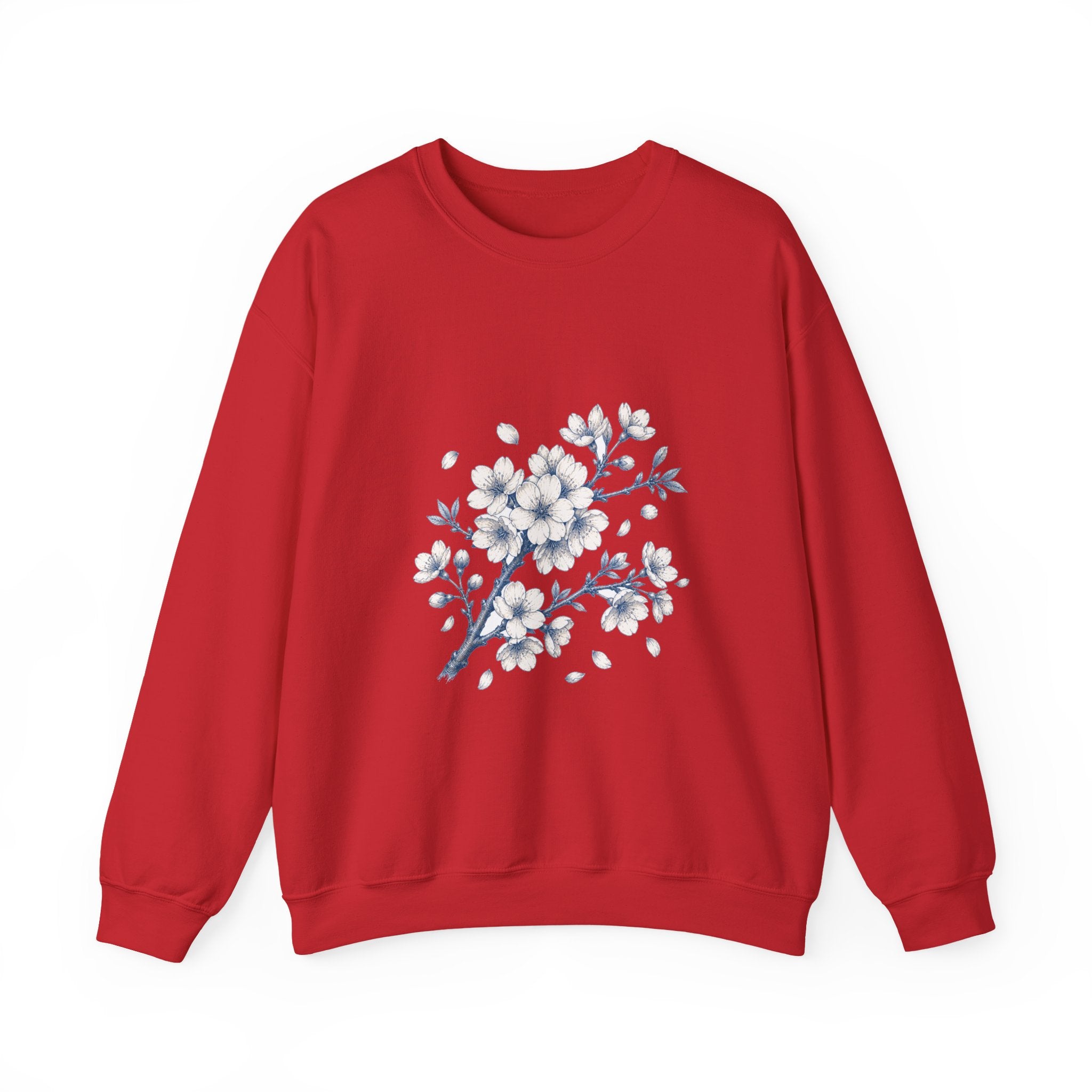 Matching Couple Sweatshirt - Cherry Blossom & Maple Leaf Matching Couple Crewneck Sweatshirt Hand-Drawn Art His Hers Best Friend Gift - Design A