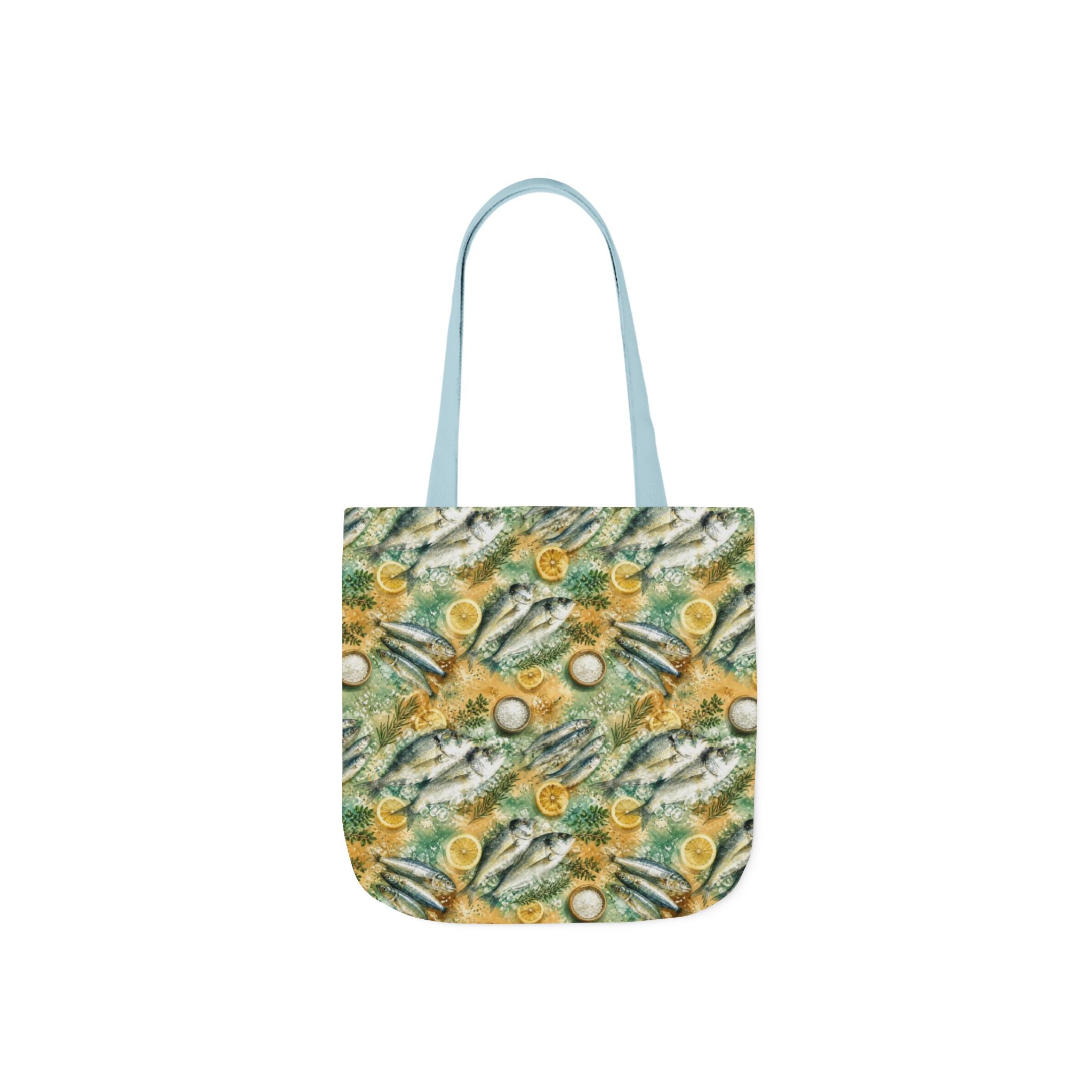 Mediterranean Fish Canvas Tote Bag Mediterranean Kitchen Watercolor Splash Design Italian Cottagecore Gift