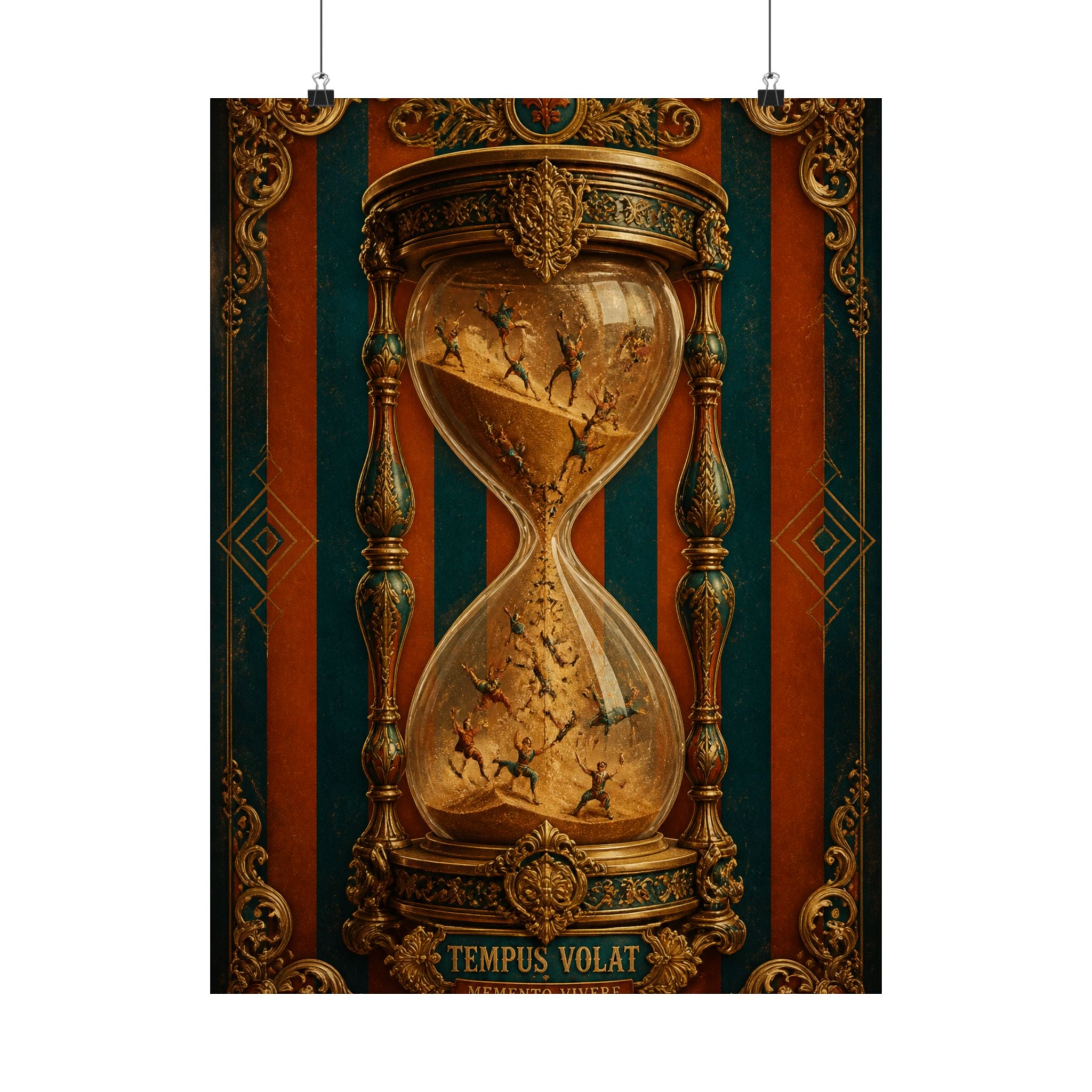 Hourglass Acrobats Wall Art Poster 18×24 Baroque Home Office Decor Maximalist Print