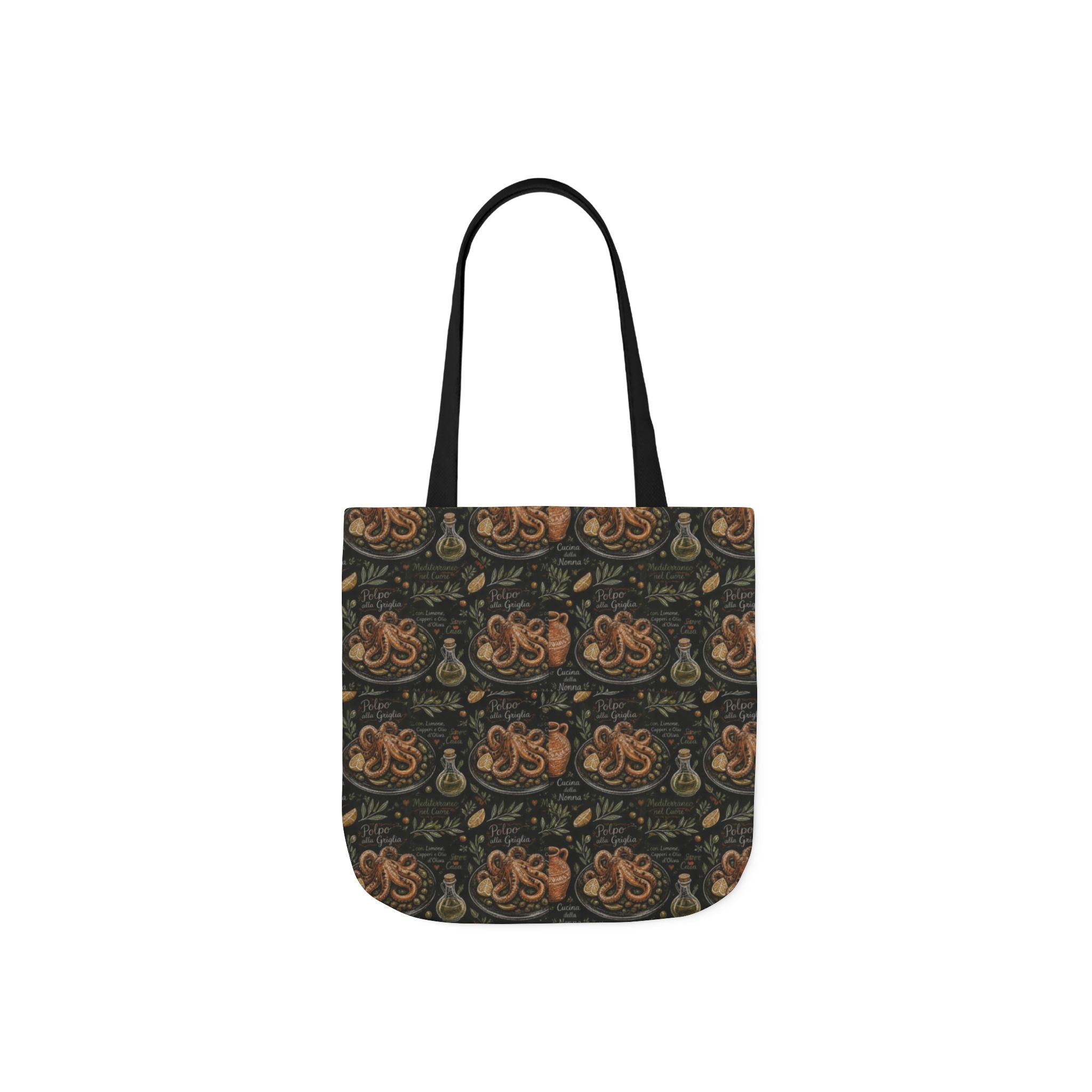 Grilled Octopus Canvas Tote Bag Mediterranean Kitchen Chalk Art Design Italian Cottagecore Gift