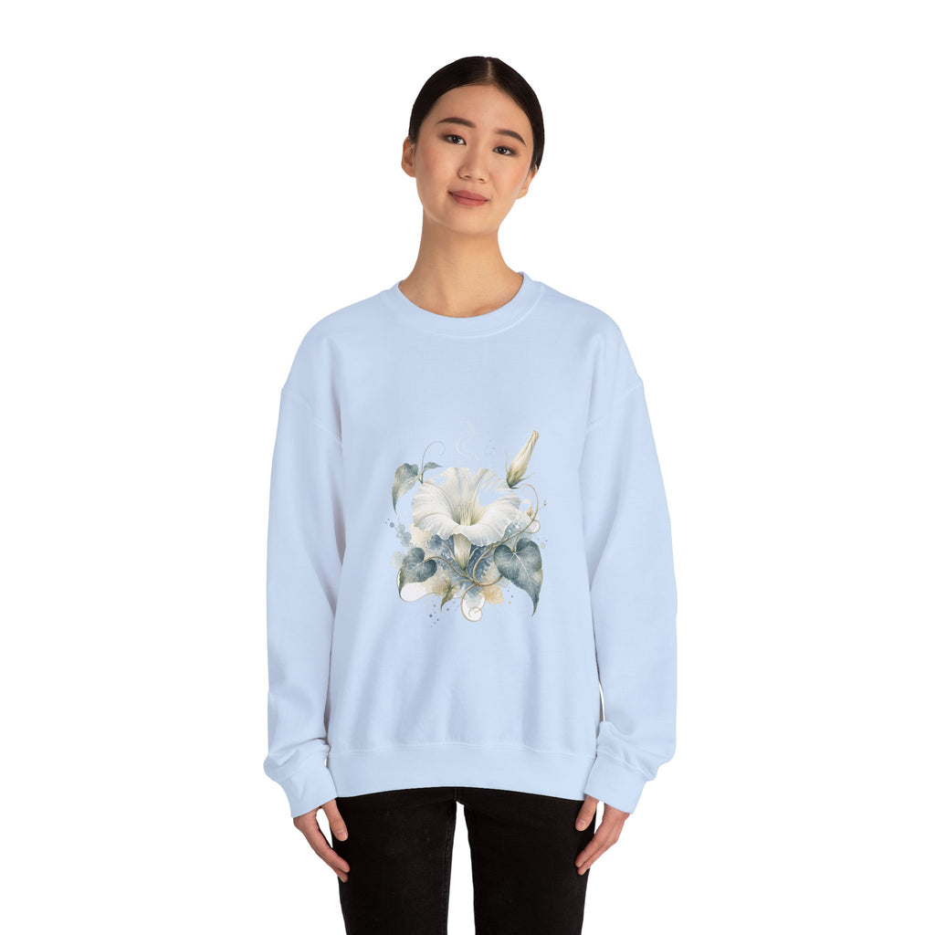 Matching Couple Sweatshirt - Sunflower & Moonflower Matching Couple Comfort Colors Crew Watercolor Art His Hers Birthday Gift - Design B