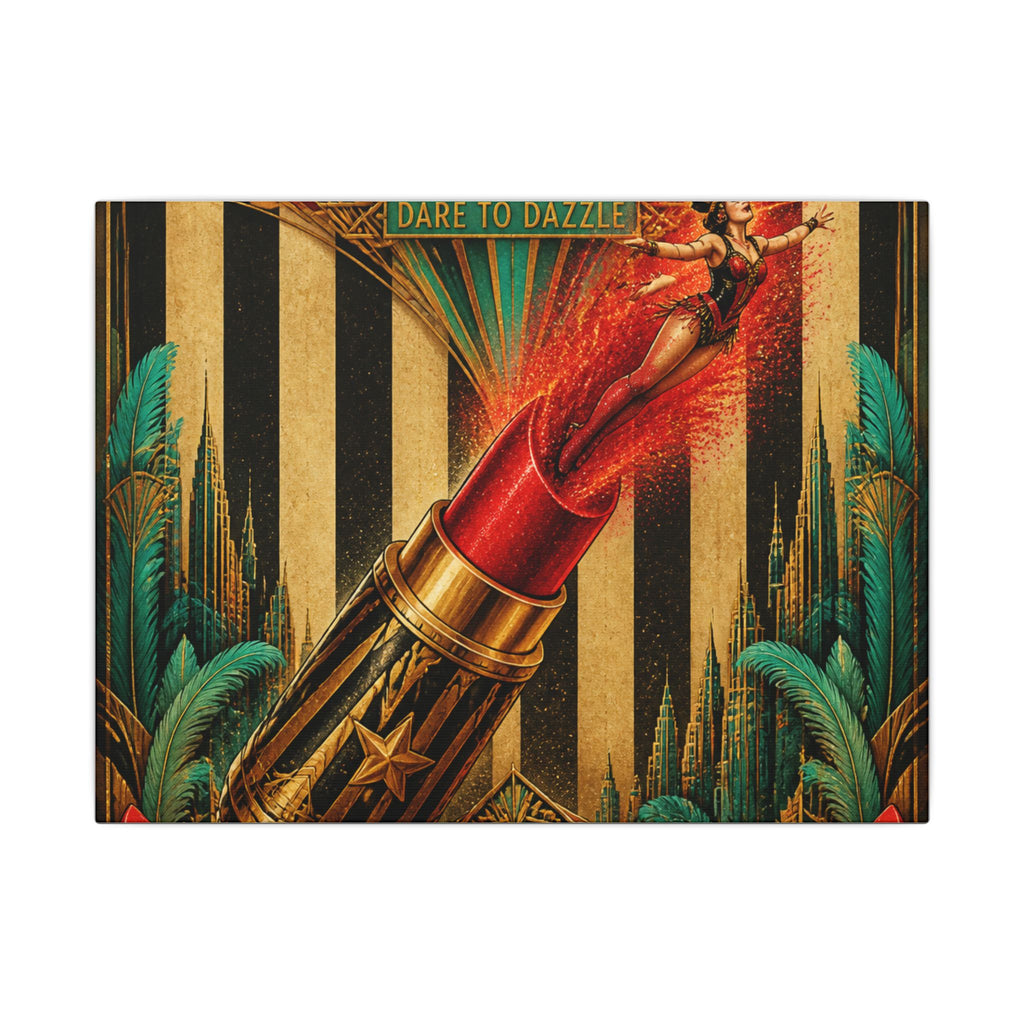 Lipstick Cannon Wall Art Canvas 16×20 Art Deco Entryway Decor Maximalist Print