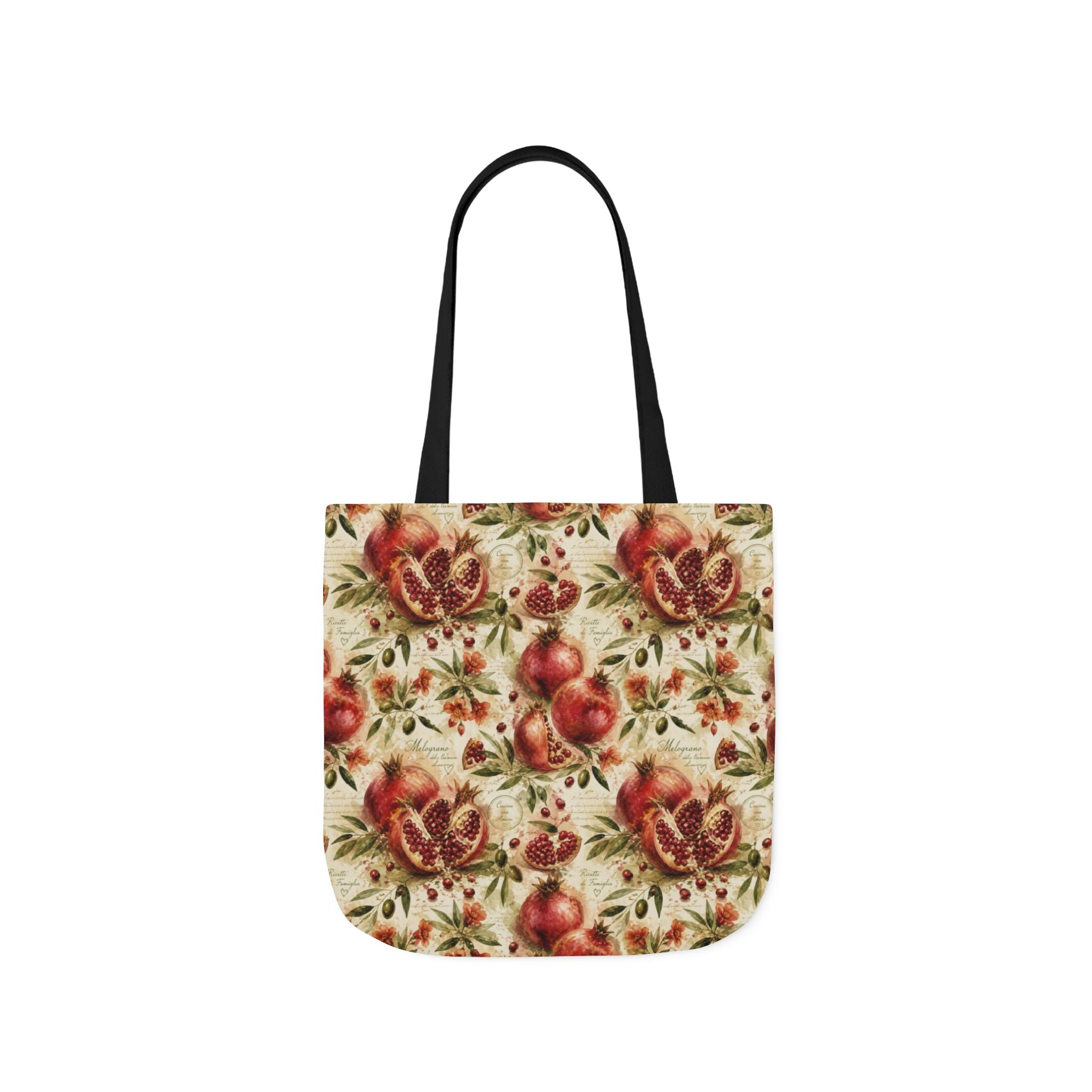 Split Pomegranates Canvas Tote Bag Mediterranean Kitchen Watercolor Splash Design Italian Cottagecore Gift