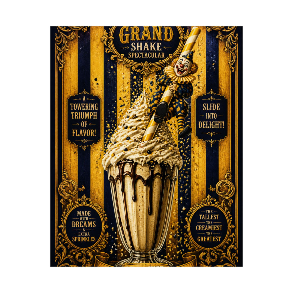 Milkshake Slide Clown Wall Art Poster 24×36 Baroque Studio Decor Maximalist Print