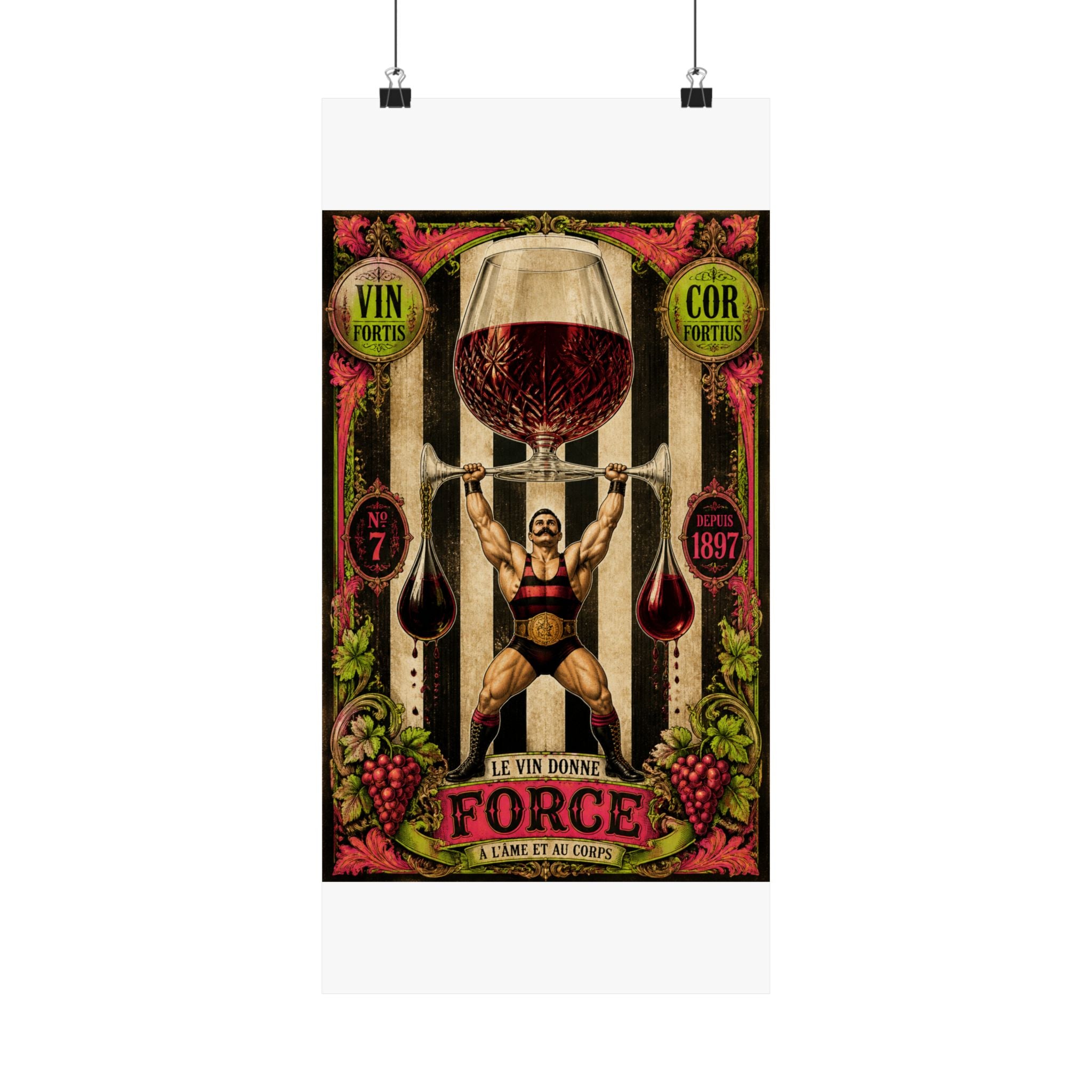 Wine Glass Strongman Wall Art Poster 24×36 Baroque Studio Decor Maximalist Print