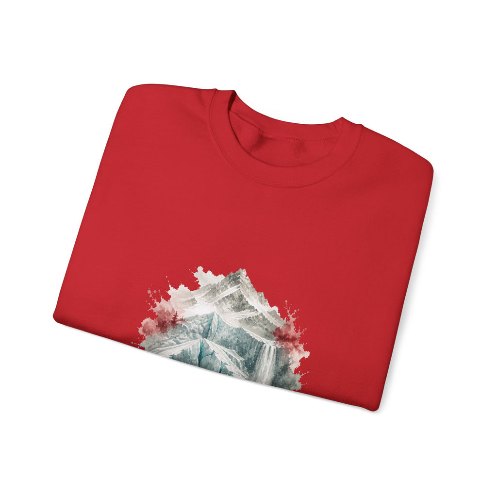 Matching Couple Sweatshirt - Volcano & Glacier Matching Couple Premium Fleece Sweatshirt Watercolor Art His Hers Birthday Gift - Design B
