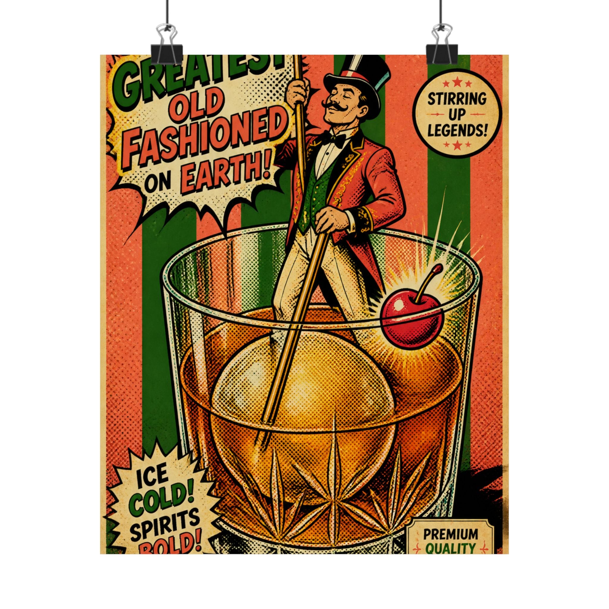 Old Fashioned Ringmaster Wall Art Poster 24×36 Pop Art Restaurant Decor Maximalist Print
