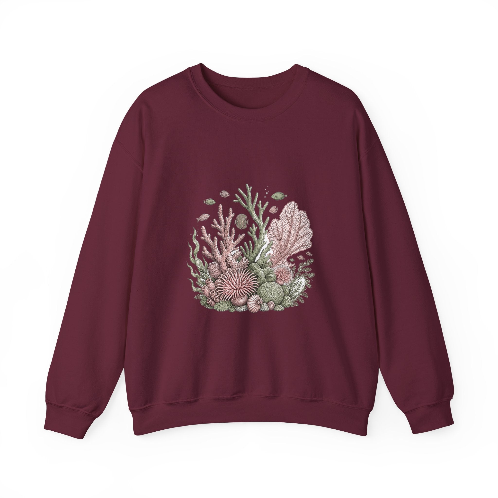 Matching Couple Sweatshirt - Coral Reef & Deep Sea Matching Couple Crewneck Sweatshirt Hand-Drawn Art His Hers Best Friend Gift - Design A