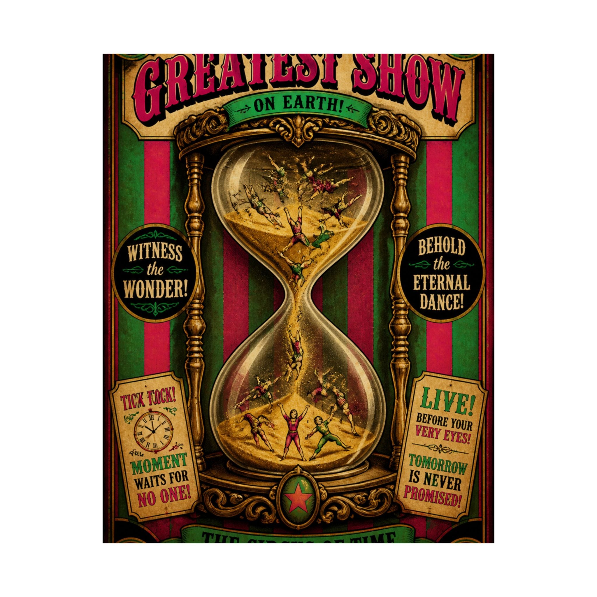 Hourglass Acrobats Wall Art Poster 18×24 Vintage Circus Kitchen Decor Maximalist Print