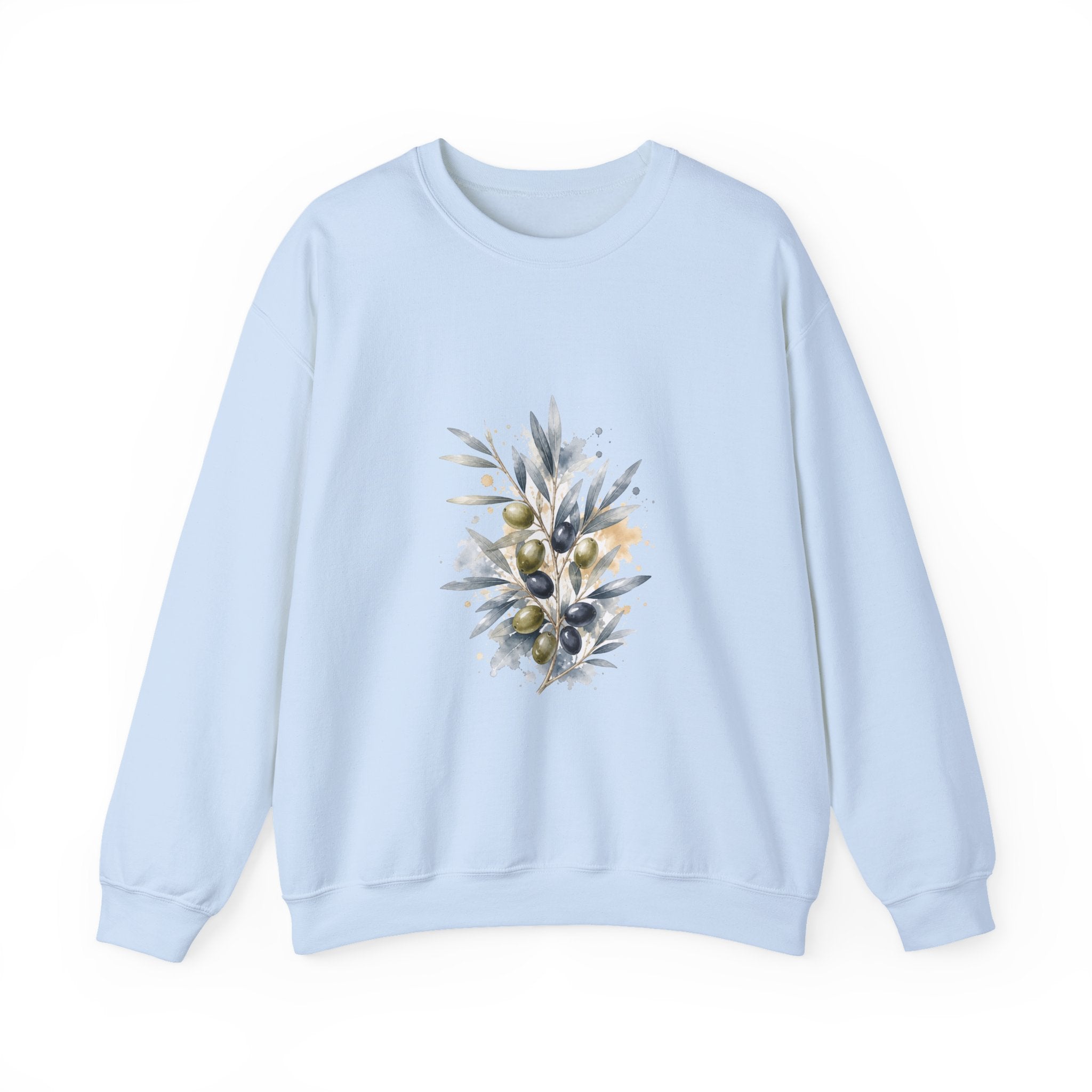Matching Couple Sweatshirt - Olive Branch & Fig Matching Couple Crewneck Sweatshirt Watercolor Art His Hers Engagement Gift - Design A