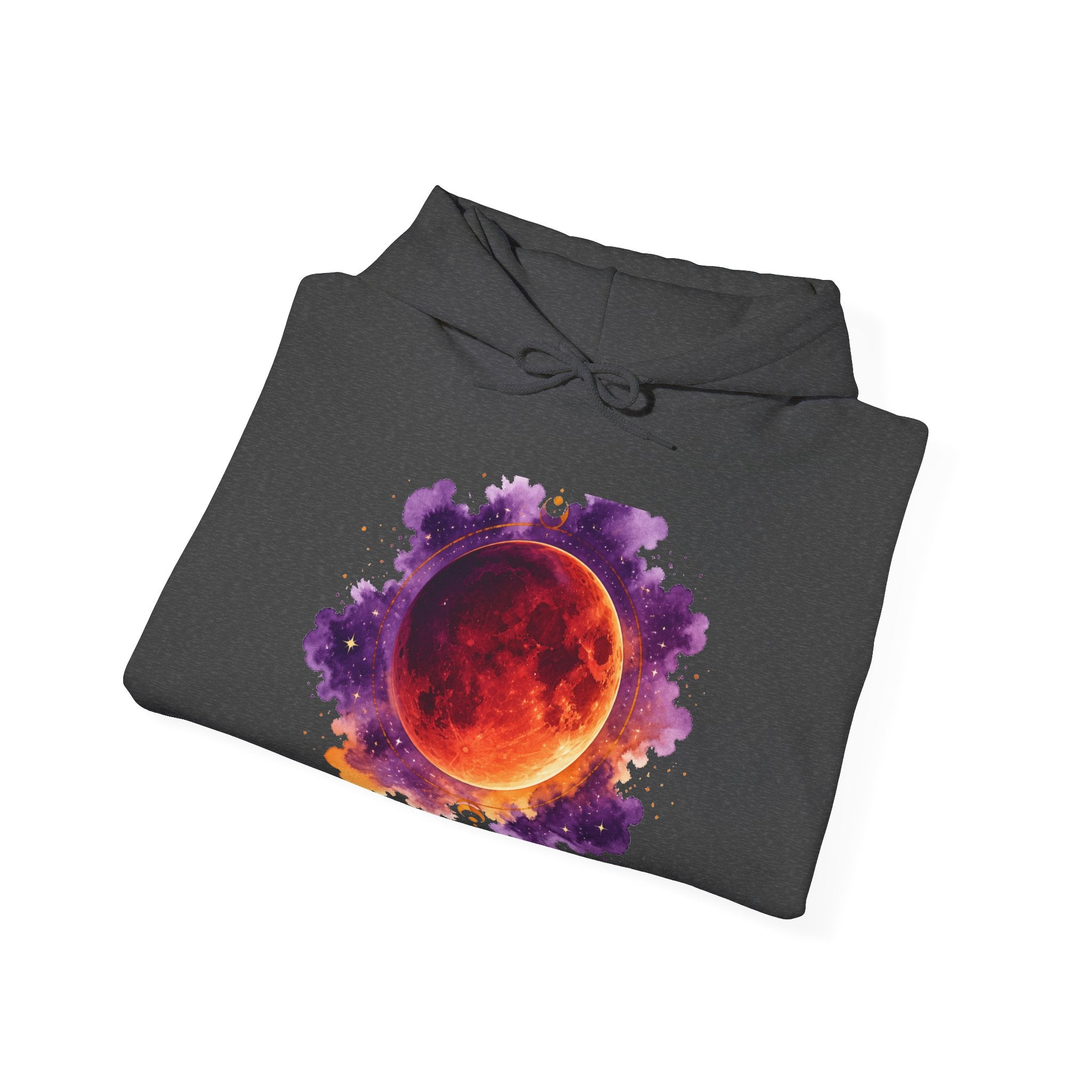 Matching Couple Sweatshirt - Solar & Lunar Eclipse Matching Couple Hooded Sweatshirt Watercolor Art His Hers Engagement Gift - Design B