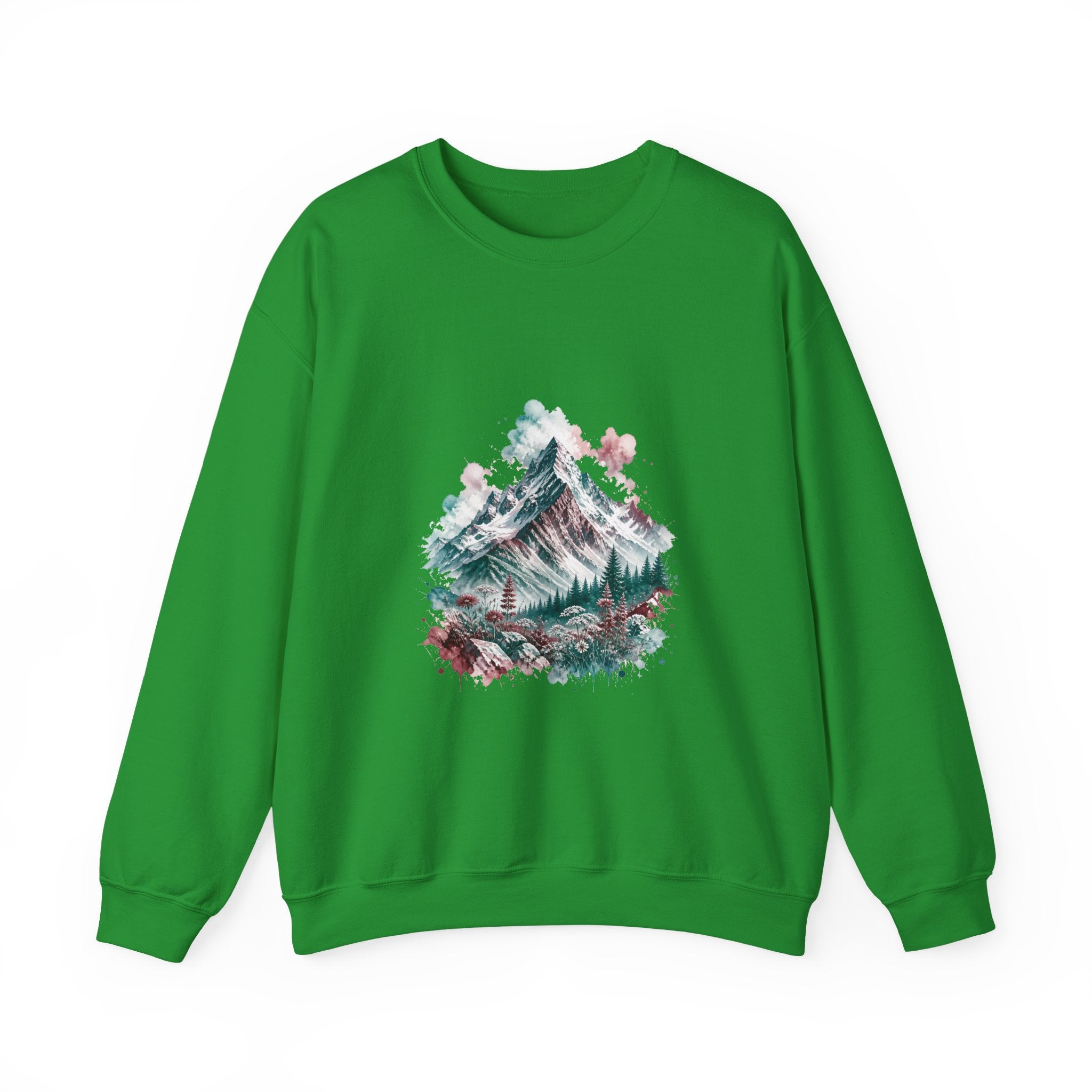 Matching Couple Sweatshirt - Mountain & Ocean Matching Couple Crewneck Sweatshirt Watercolor Art His Hers Engagement Gift - Design A