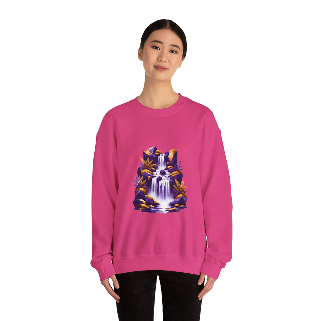 Matching Couple Sweatshirt - Wildfire & Waterfall Matching Couple Comfort Colors Crew Geometric Art His Hers Love Gift - Design B