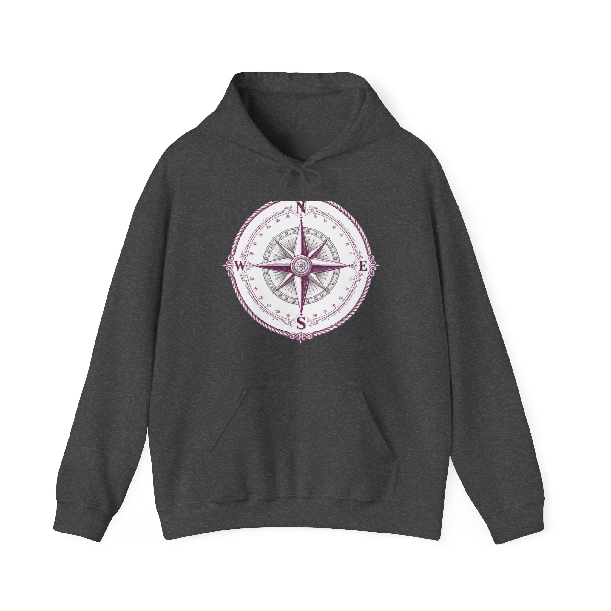 Matching Couple Sweatshirt - Compass North & South Matching Couple Hooded Sweatshirt Hand-Drawn Art His Hers Best Friend Gift - Design A