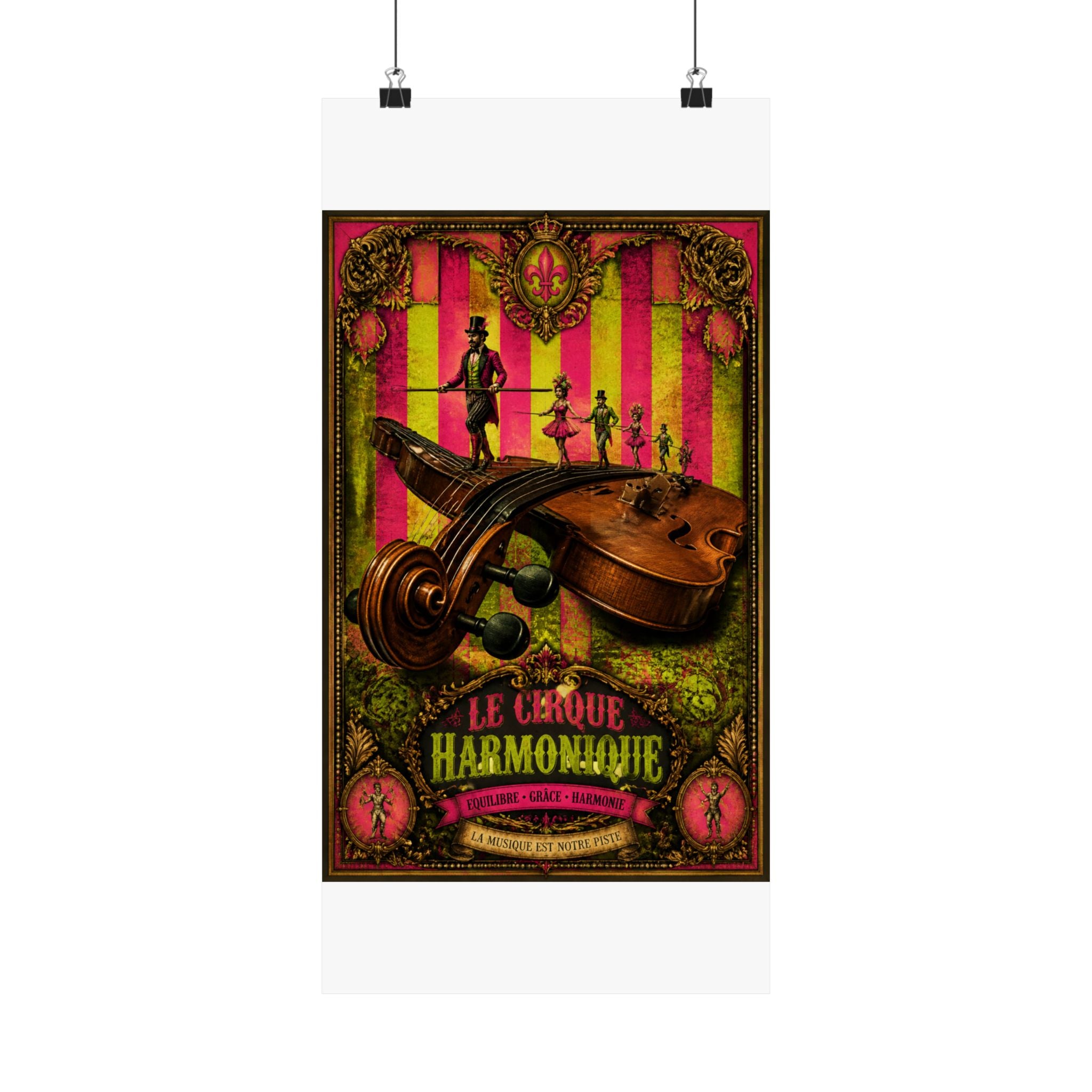 Violin Tightrope Bridge Wall Art Poster 24×36 Baroque Studio Decor Maximalist Print