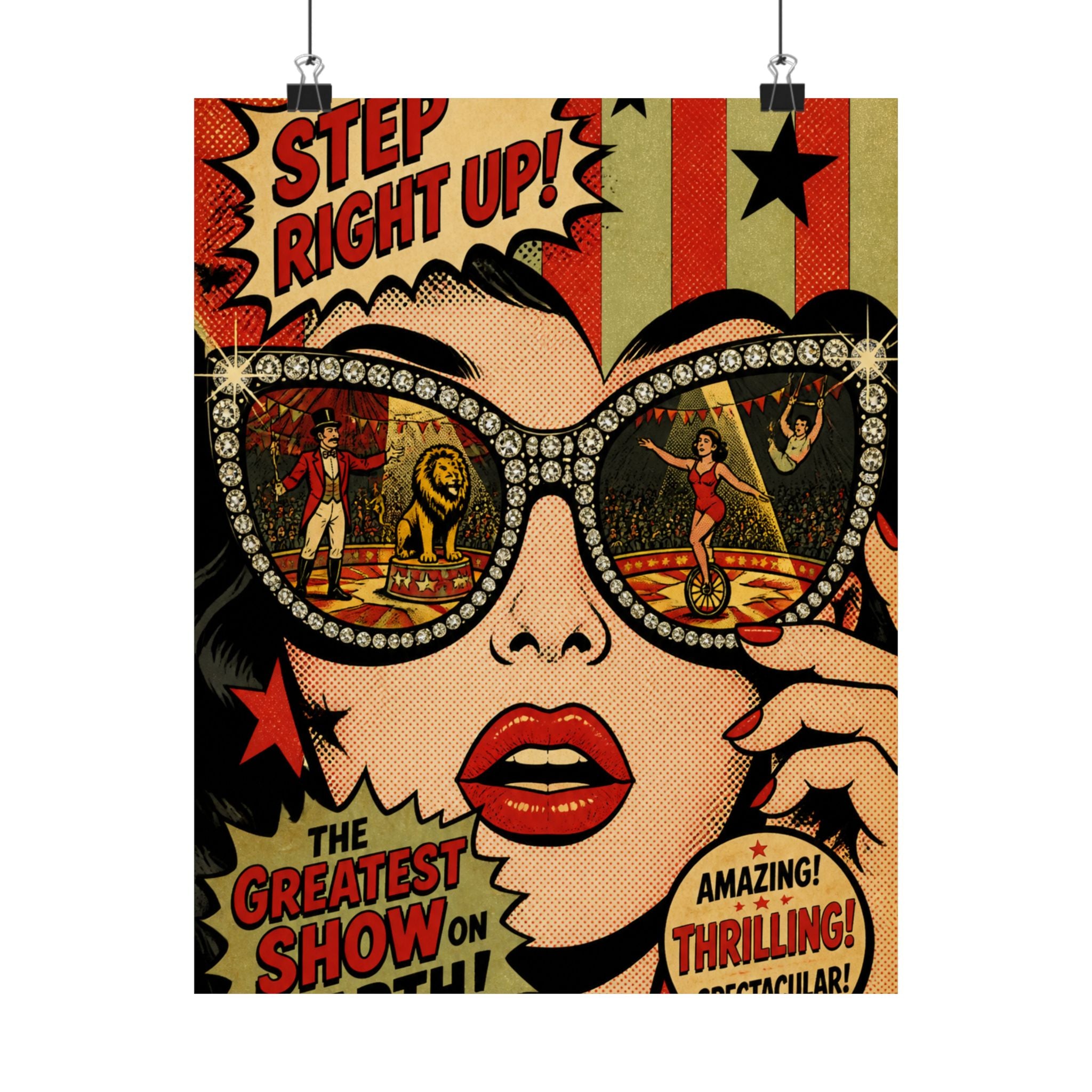 Sunglasses Circus Ring Wall Art Poster 24×36 Pop Art Restaurant Decor Maximalist Print