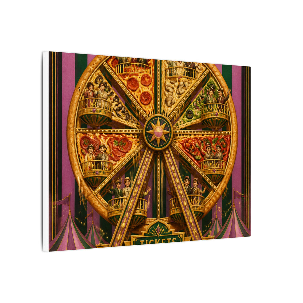 Pizza Ferris Wheel Wall Art Canvas 24×36 Art Deco Bar Area Decor Maximalist Print