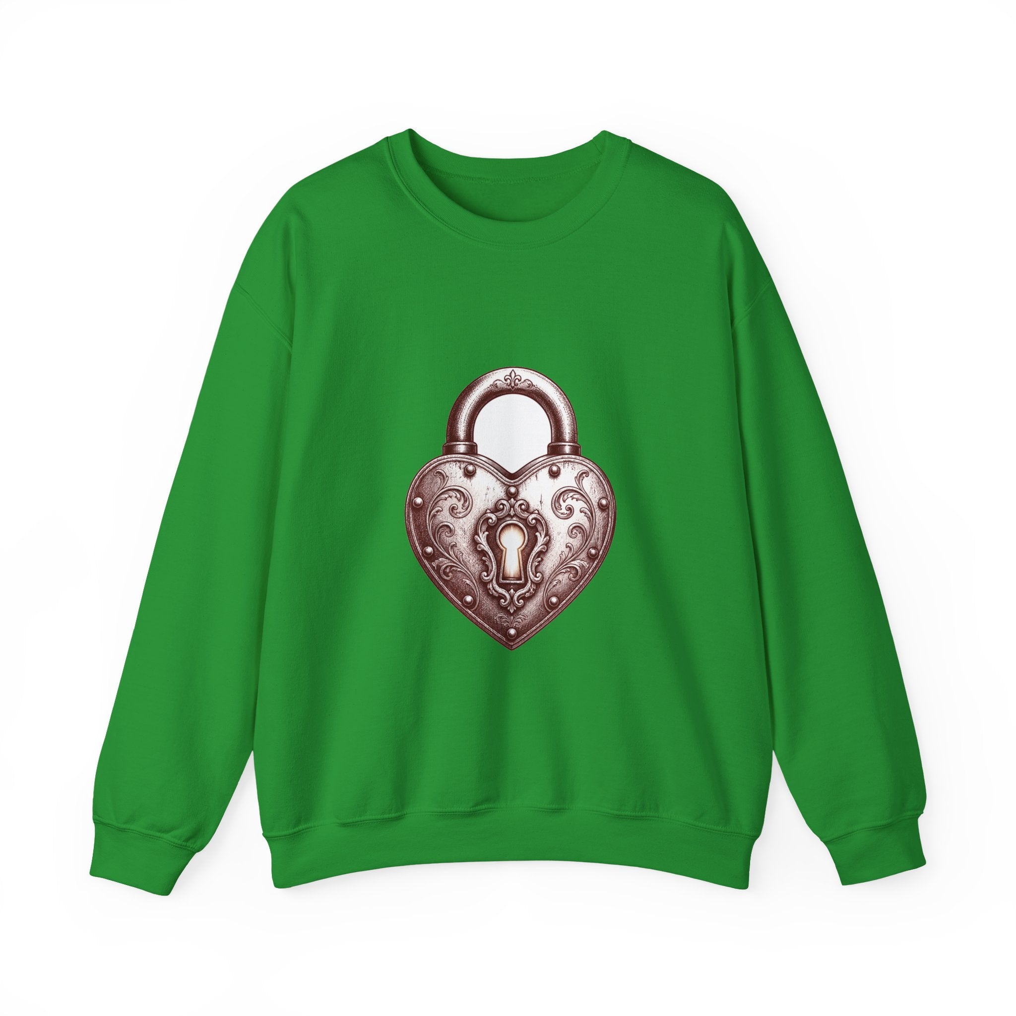 Matching Couple Sweatshirt - Key & Lock Matching Couple Premium Fleece Sweatshirt Hand-Drawn Art His Hers Anniversary Gift - Design B