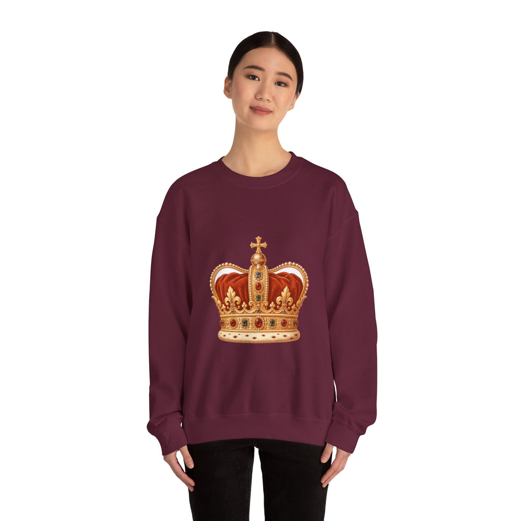 Matching Couple Sweatshirt - Crown & Shield Matching Couple Premium Fleece Sweatshirt Vintage Art His Hers Honeymoon Gift - Design A