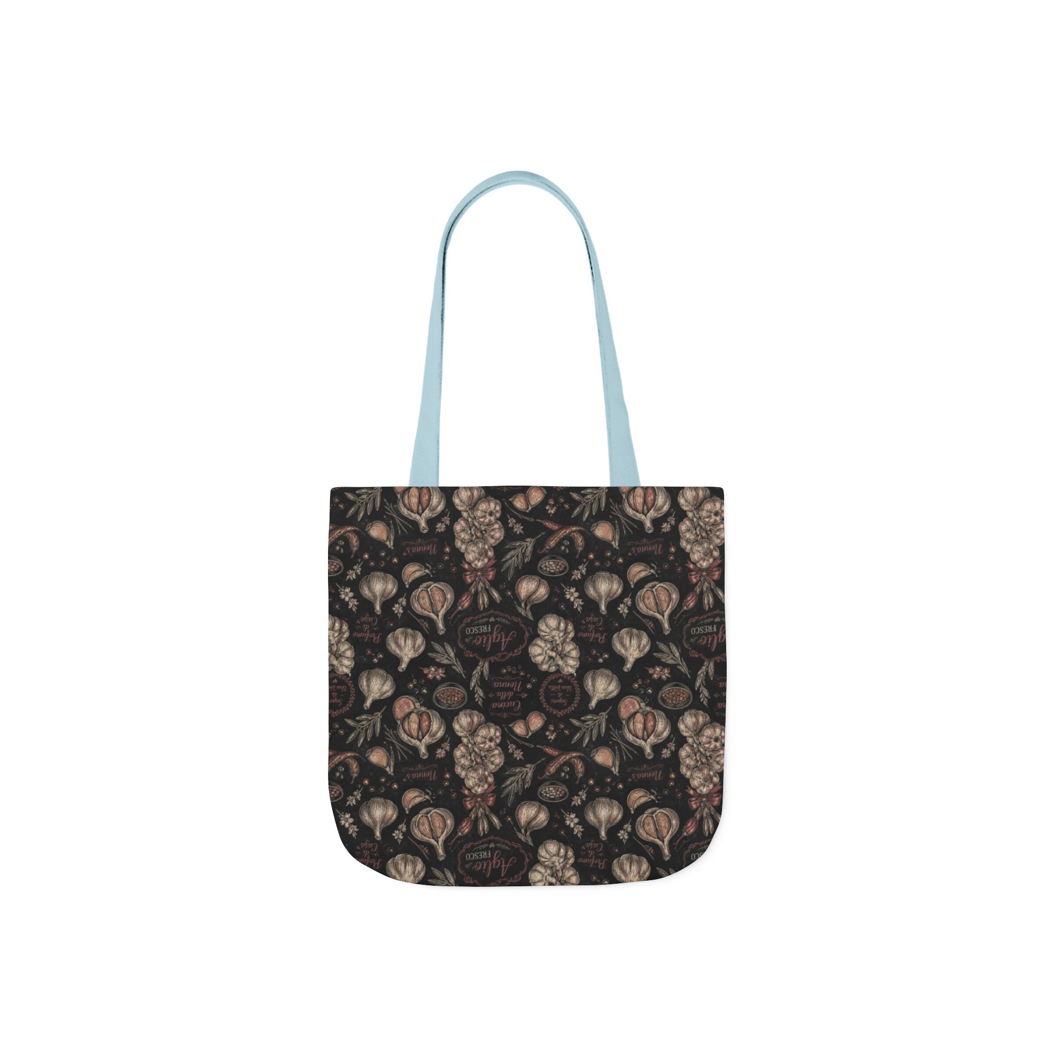 Garlic Bulbs & Cloves Canvas Tote Bag Mediterranean Kitchen Chalk Art Design Italian Cottagecore Gift