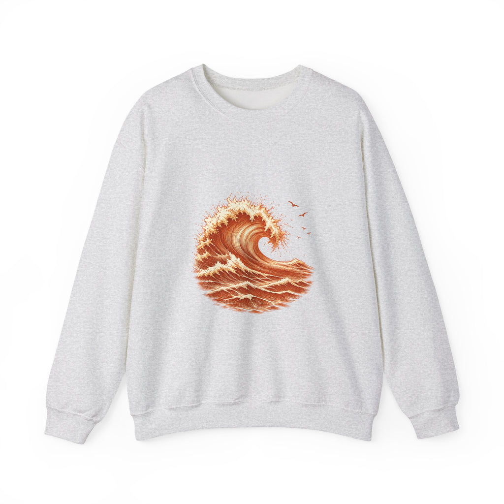 Matching Couple Sweatshirt - Mountain & Ocean Matching Couple Premium Fleece Sweatshirt Hand-Drawn Art His Hers Anniversary Gift - Design B