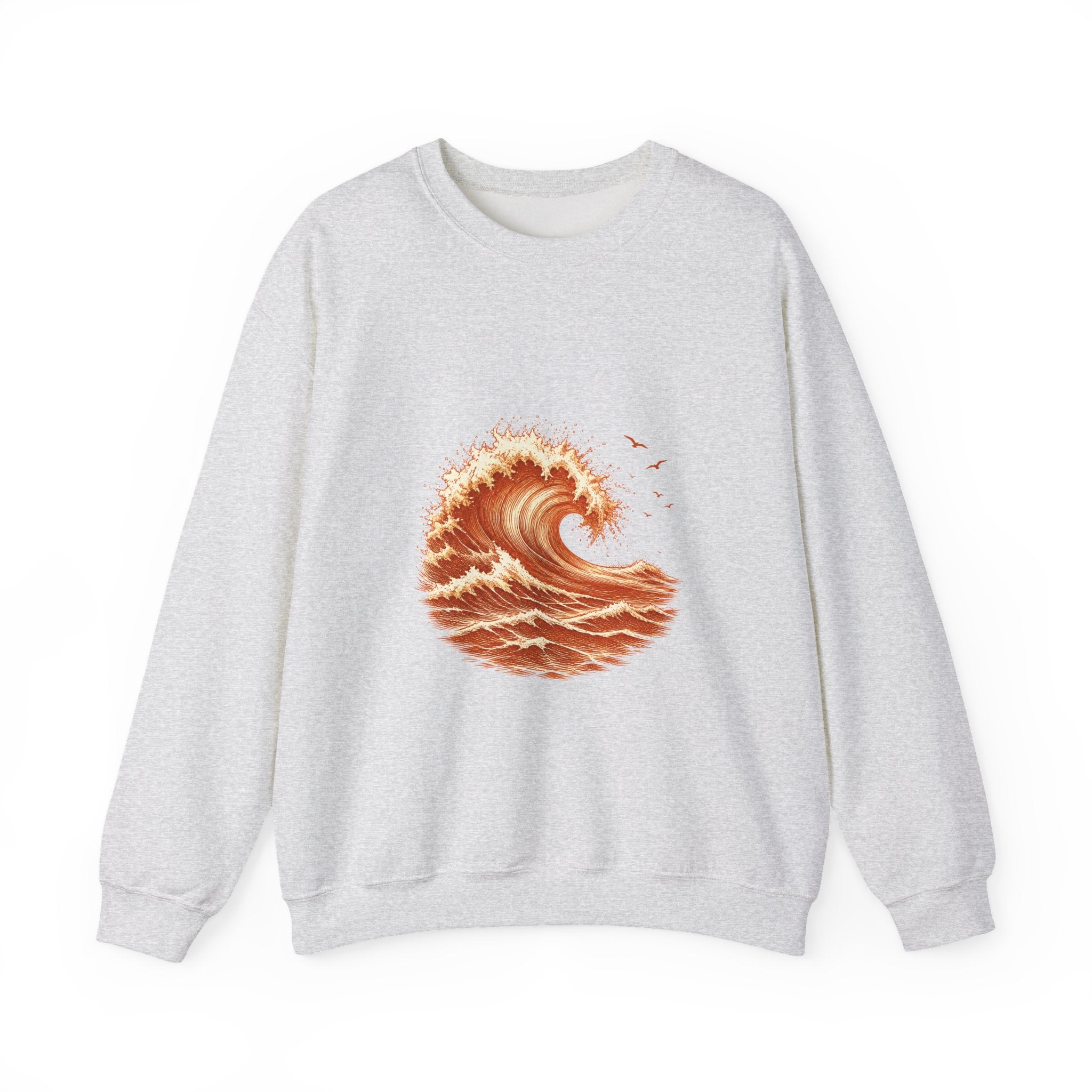 Matching Couple Sweatshirt - Mountain & Ocean Matching Couple Premium Fleece Sweatshirt Hand-Drawn Art His Hers Anniversary Gift - Design B