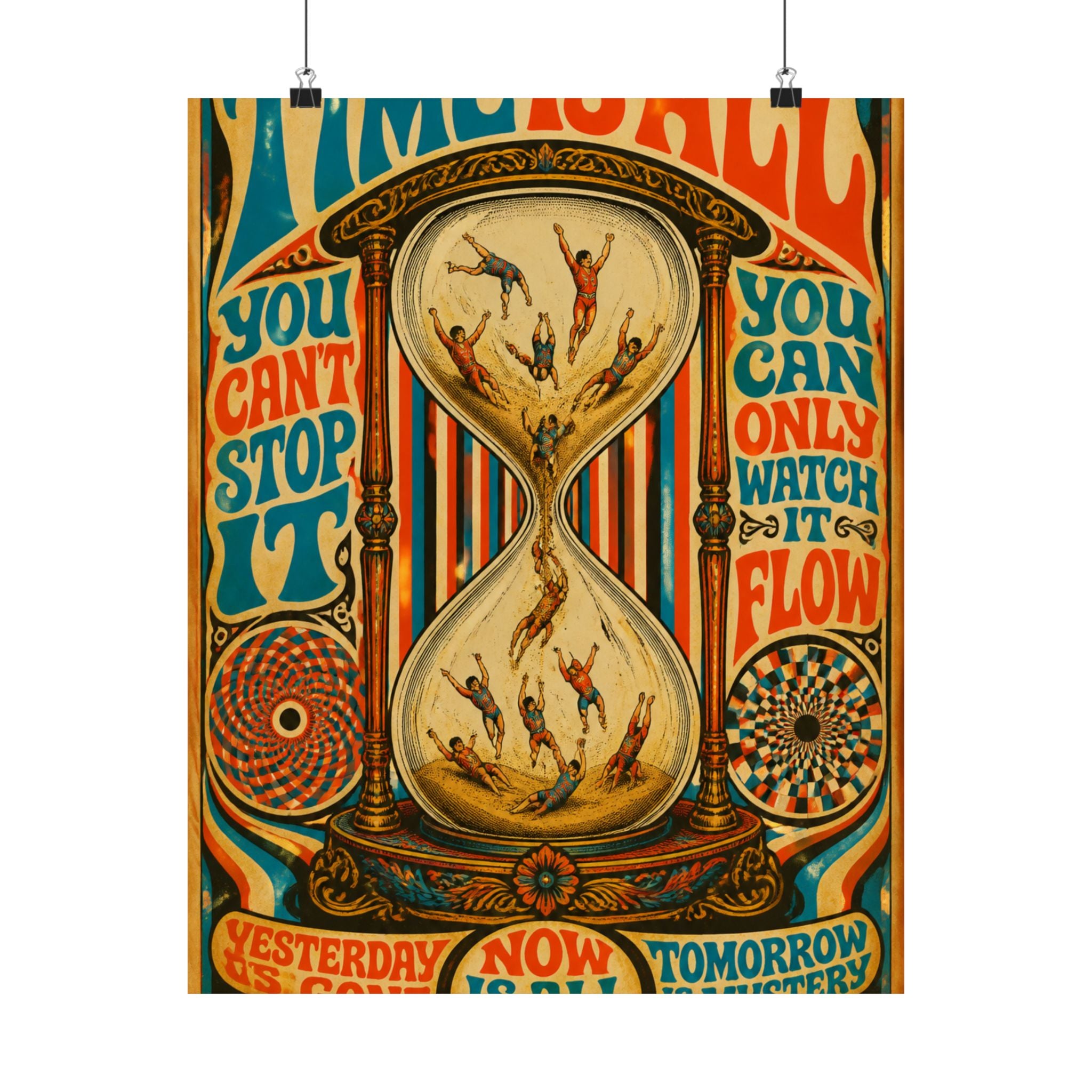 Hourglass Acrobats Wall Art Poster 18×24 Psychedelic Cafe Decor Maximalist Print