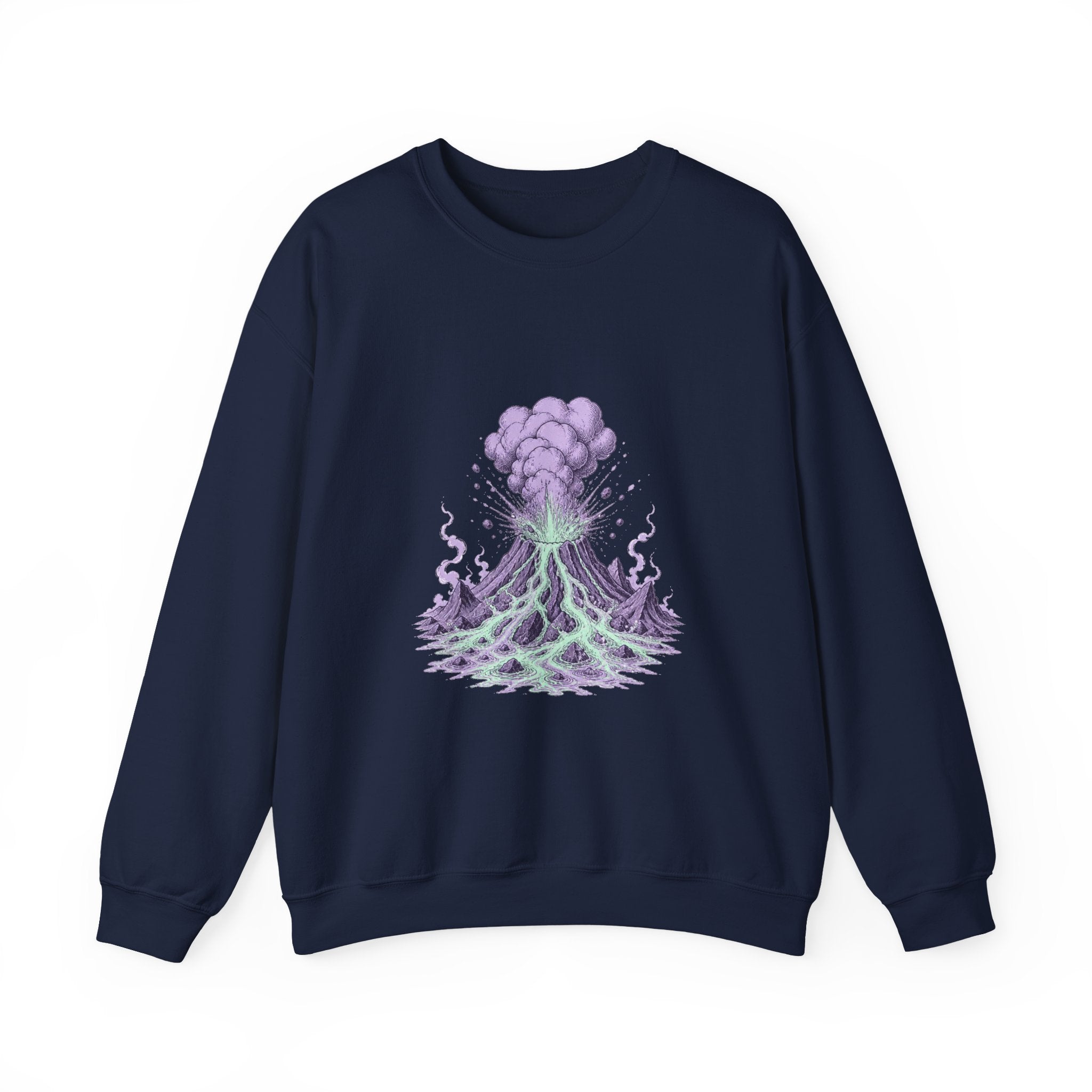 Matching Couple Sweatshirt - Volcano & Glacier Matching Couple Premium Fleece Sweatshirt Hand-Drawn Art His Hers Anniversary Gift - Design A
