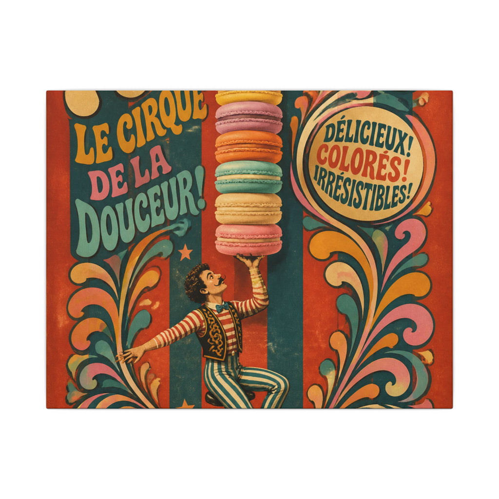 Macaron Balancing Tower Wall Art Canvas 24×36 Psychedelic Dining Room Decor Maximalist Print