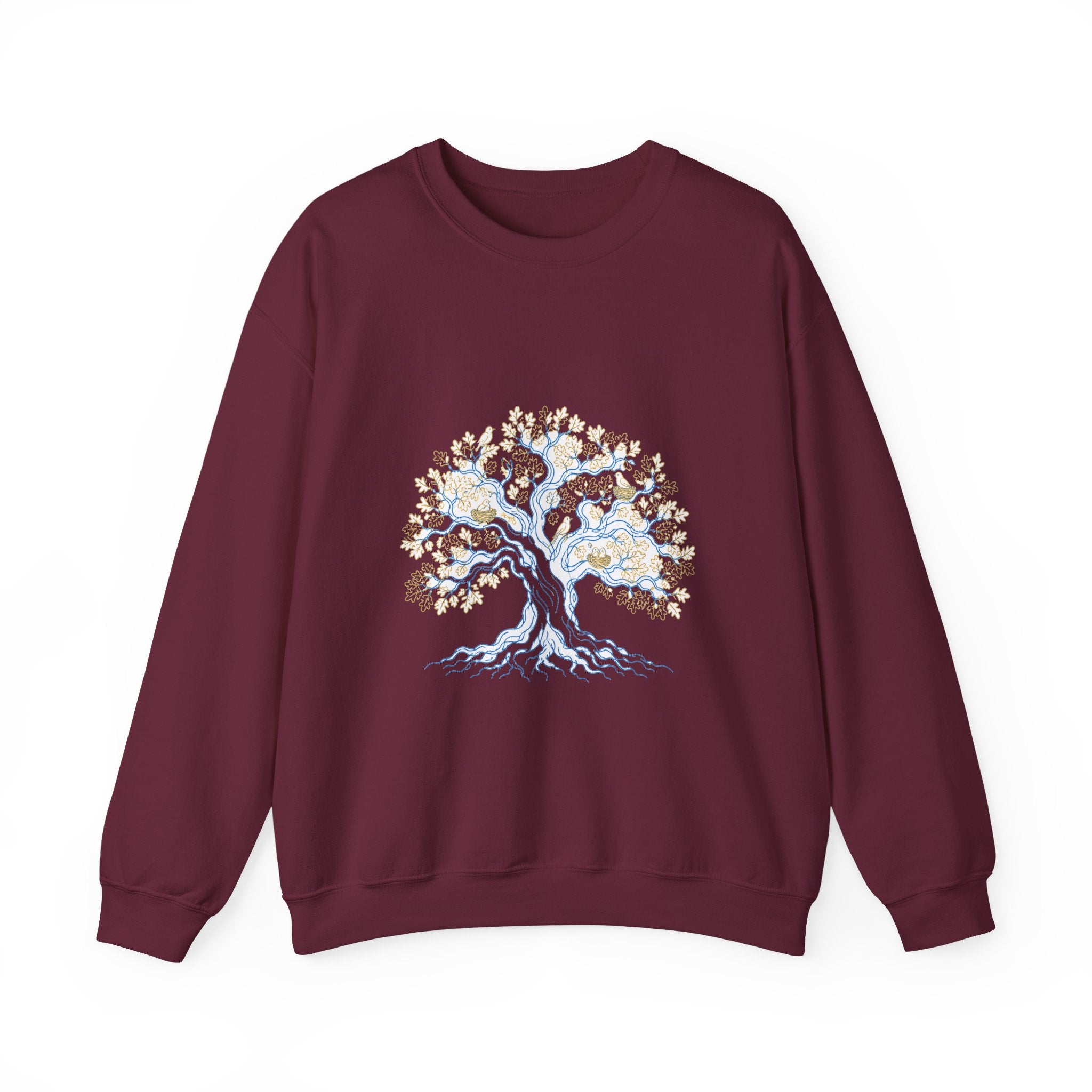 Matching Couple Sweatshirt - Ancient Oak & Deep Roots Matching Couple Crewneck Sweatshirt Minimalist Art His Hers Valentine Gift - Design A