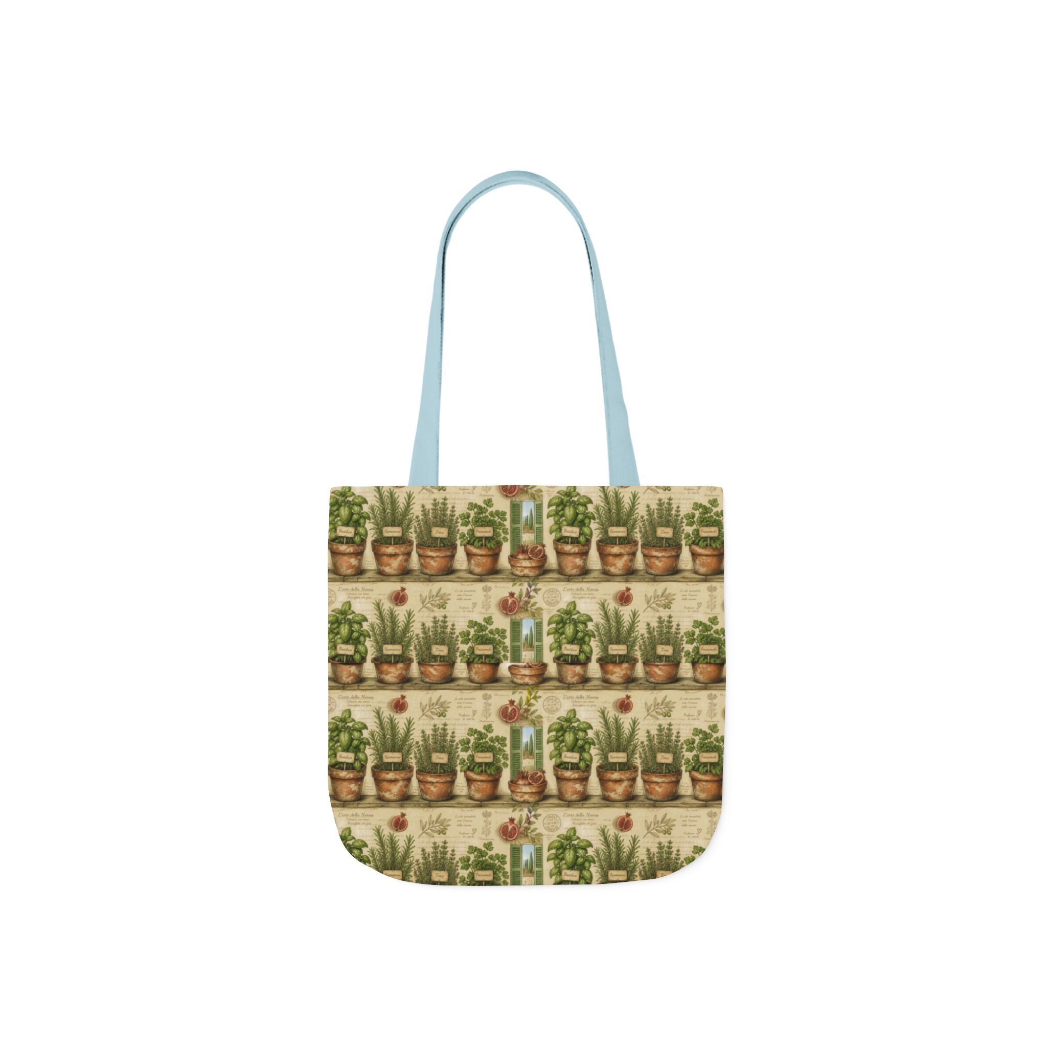 Terracotta Herb Pots Canvas Tote Bag Mediterranean Kitchen Botanical Design Italian Cottagecore Gift