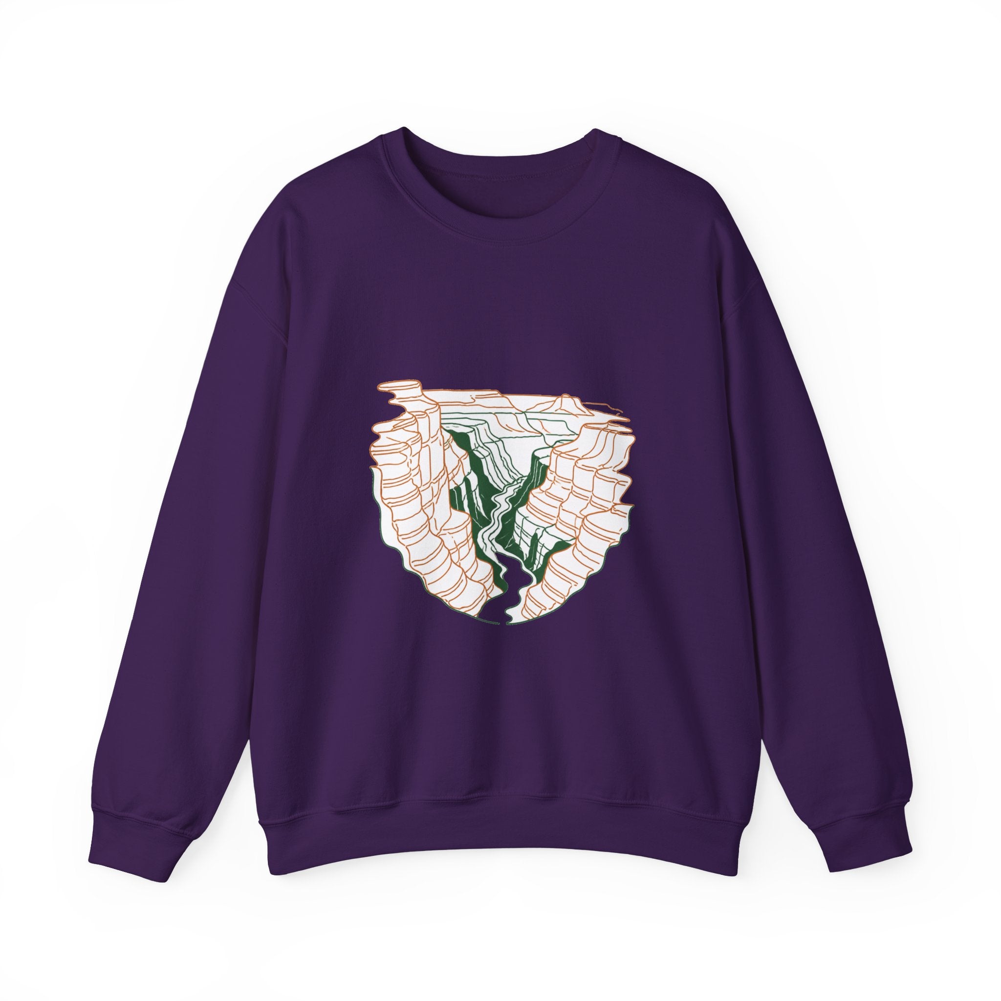 Matching Couple Sweatshirt - Lavender Fields & Canyon Matching Couple Premium Fleece Sweatshirt Minimalist Art His Hers Christmas Gift - Design B