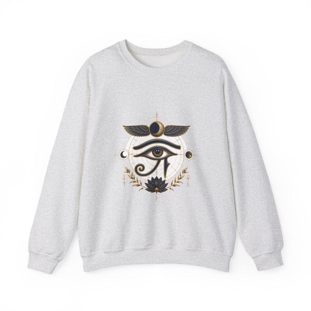 Matching Couple Sweatshirt - Eye of Ra & Horus Matching Couple Crewneck Sweatshirt Vintage Art His Hers Wedding Gift - Design B