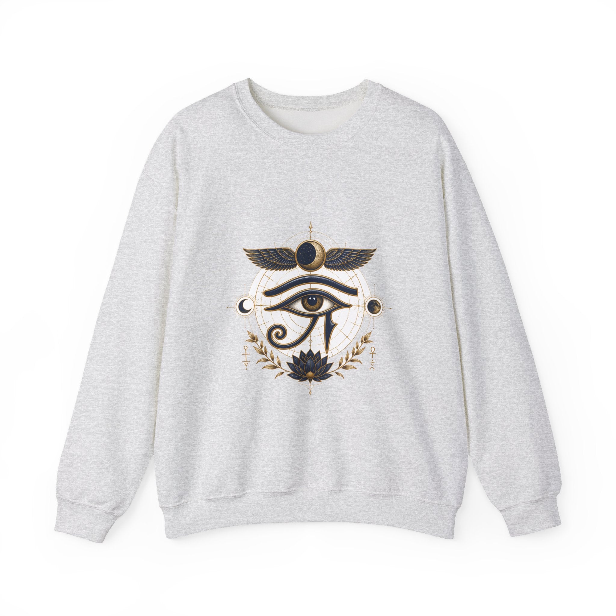 Matching Couple Sweatshirt - Eye of Ra & Horus Matching Couple Crewneck Sweatshirt Vintage Art His Hers Wedding Gift - Design B