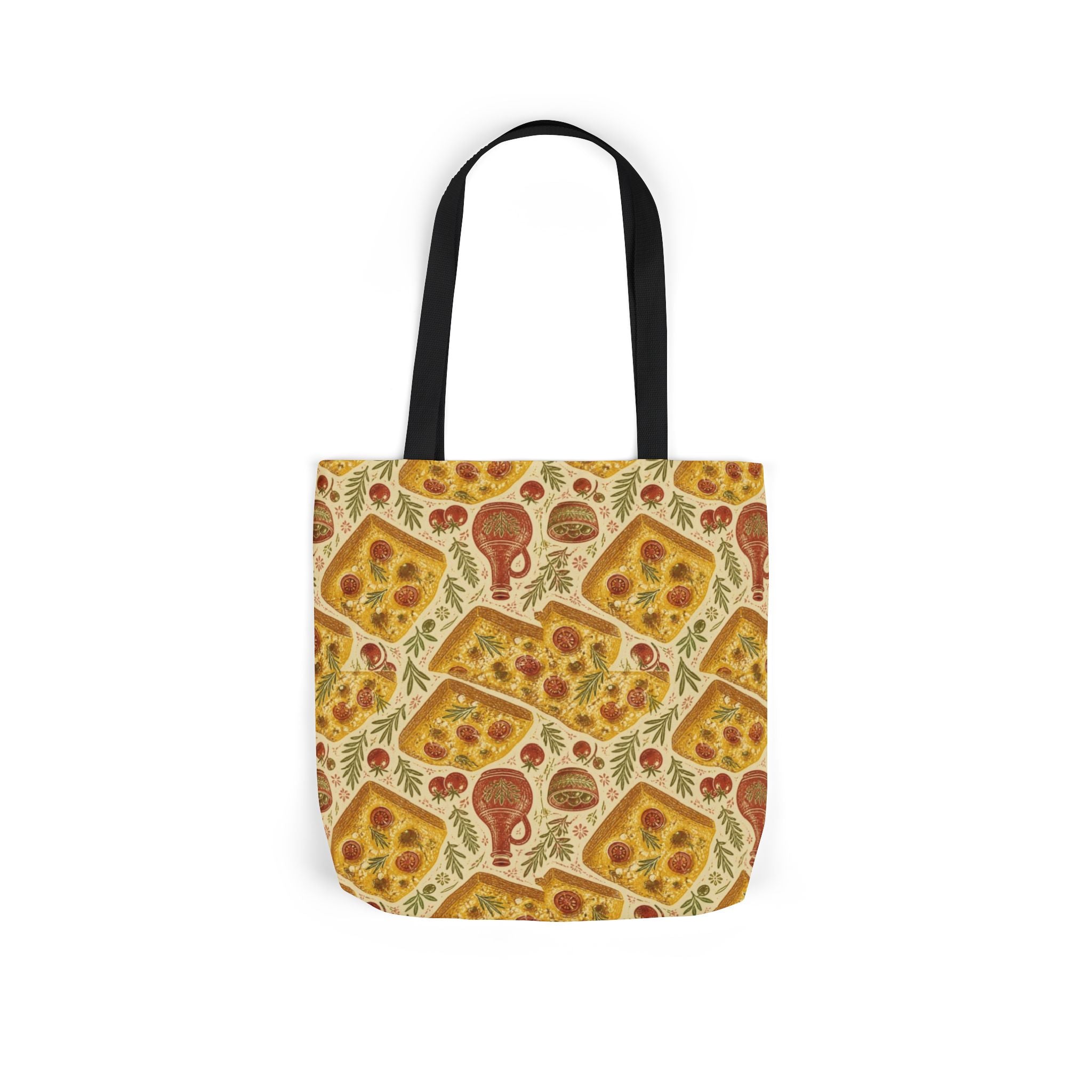 Focaccia Bread Canvas Tote Bag Mediterranean Kitchen Linocut Design Italian Cottagecore Gift