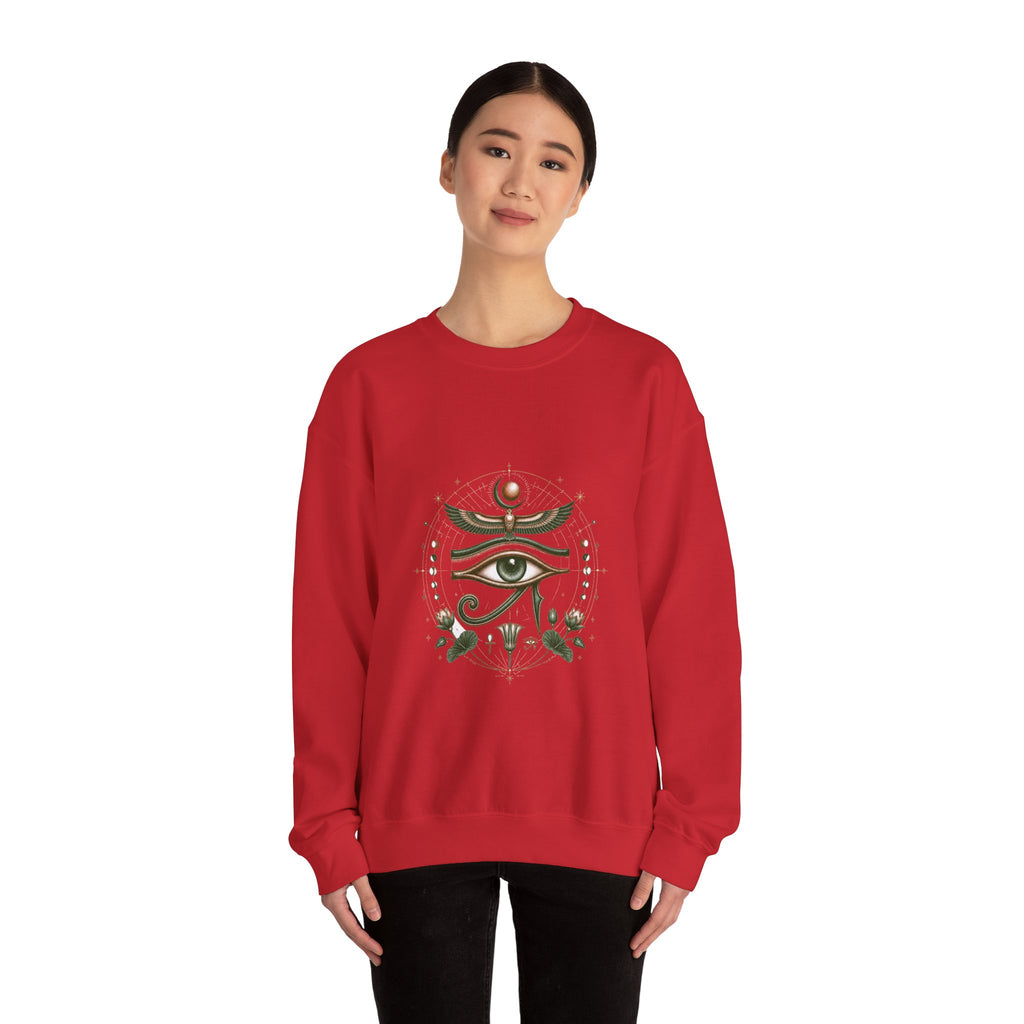 Matching Couple Sweatshirt - Eye of Ra & Horus Matching Couple Premium Fleece Sweatshirt Vintage Art His Hers Honeymoon Gift - Design B