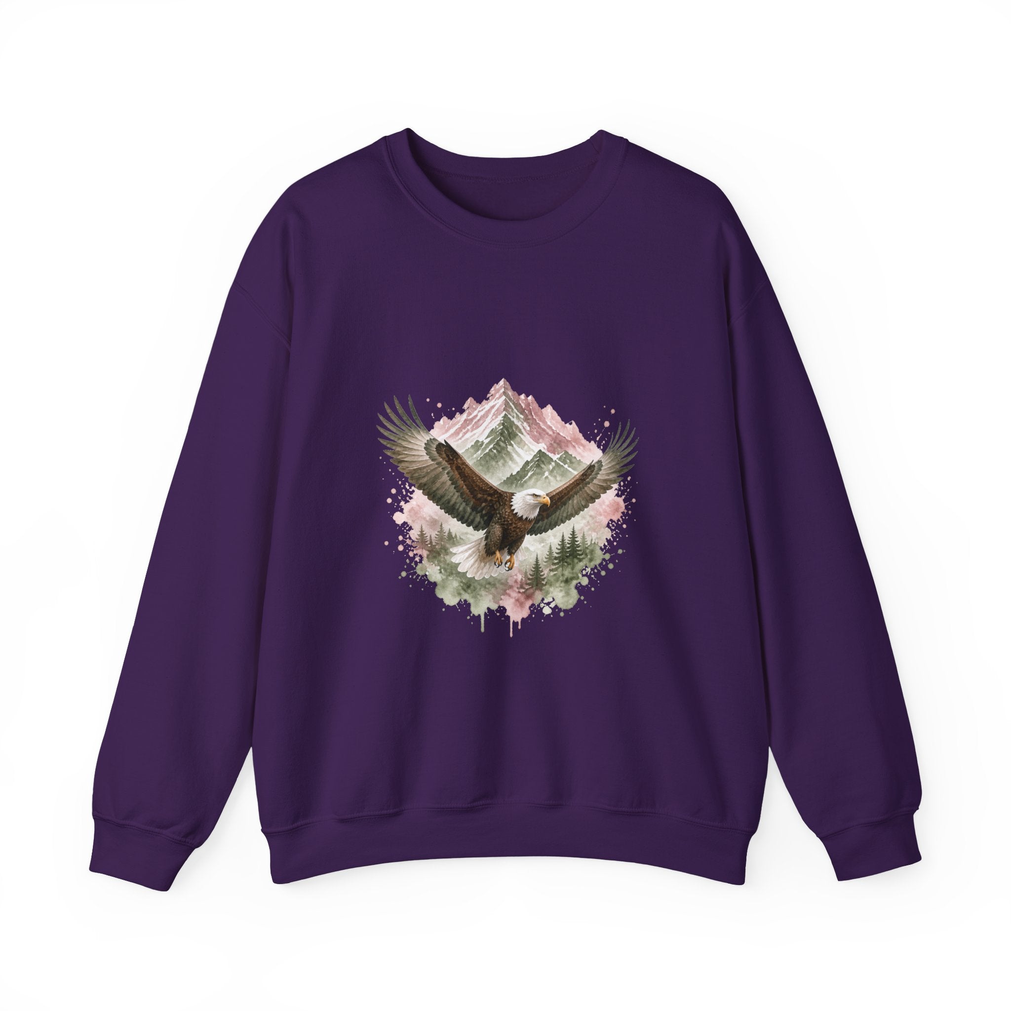 Matching Couple Sweatshirt - Eagle & Whale Matching Couple Comfort Colors Crew Watercolor Art His Hers Birthday Gift - Design A