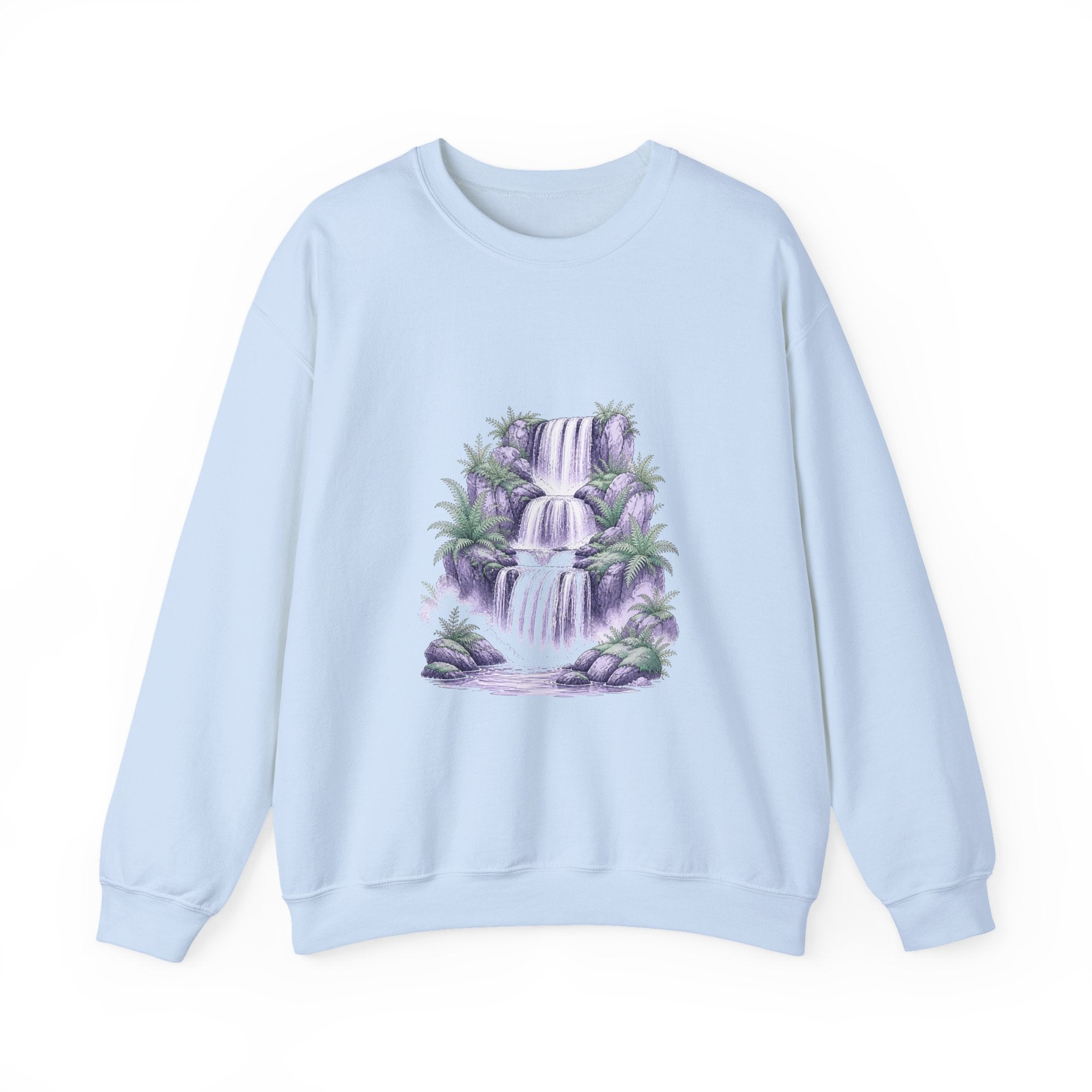 Matching Couple Sweatshirt - Wildfire & Waterfall Matching Couple Crewneck Sweatshirt Hand-Drawn Art His Hers Best Friend Gift - Design B