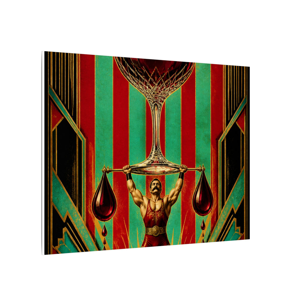 Wine Glass Strongman Wall Art Canvas 24×36 Art Deco Bar Area Decor Maximalist Print