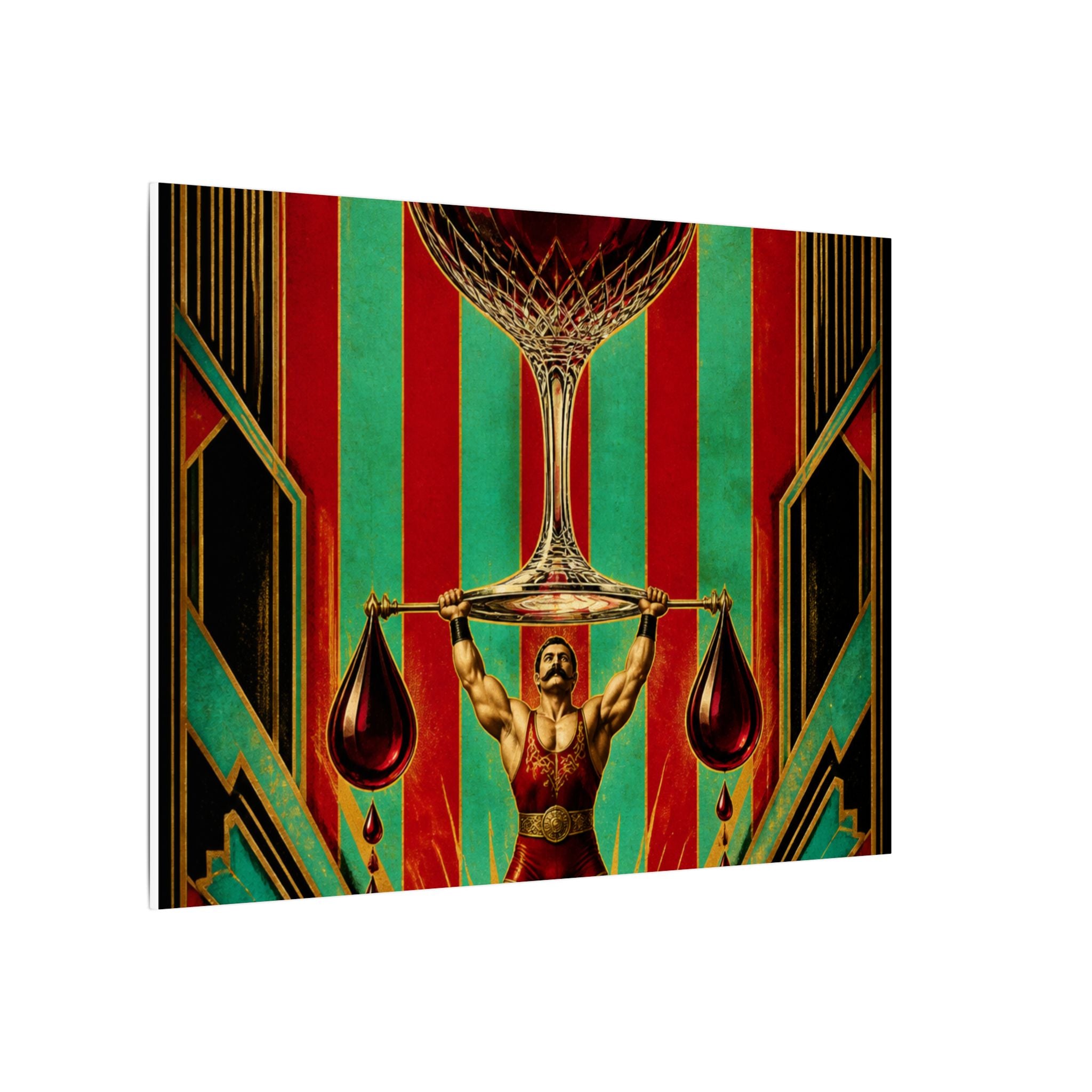 Wine Glass Strongman Wall Art Canvas 24×36 Art Deco Bar Area Decor Maximalist Print